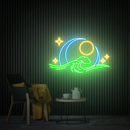 Wave Moon Neon Sign, Moon and Sun Neon Wall Art, Wave Ocean Neon Sign, Custom Neon Sign, Beach Led Lights, Home Bedroom Decor Christmas Gift