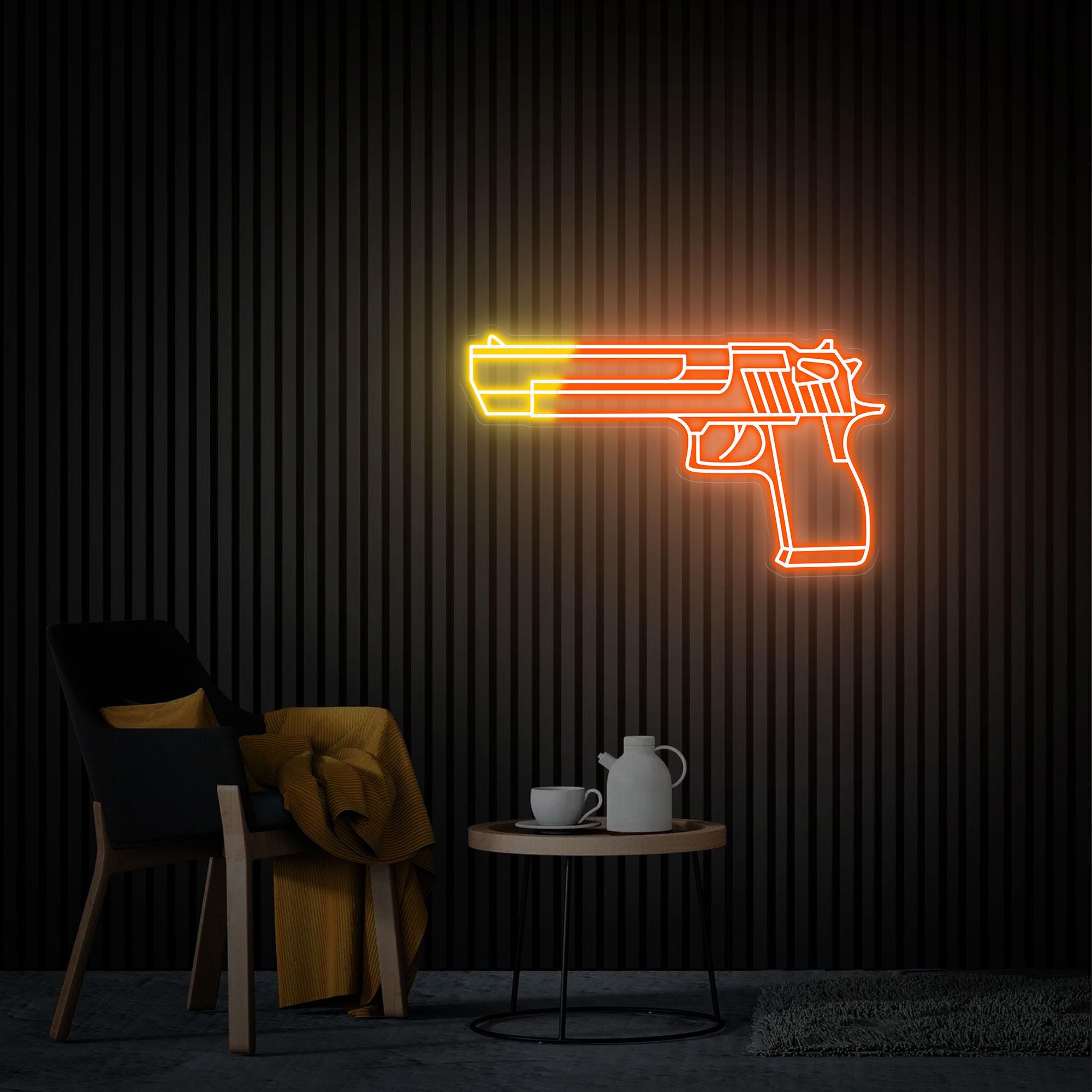 Gun Neon Sign, Pistol Led Neon Light for Game Room Wall Decor, Custom Weapon Light Sign, Neon Wall Art, Home Decor Gift For Boyfriend