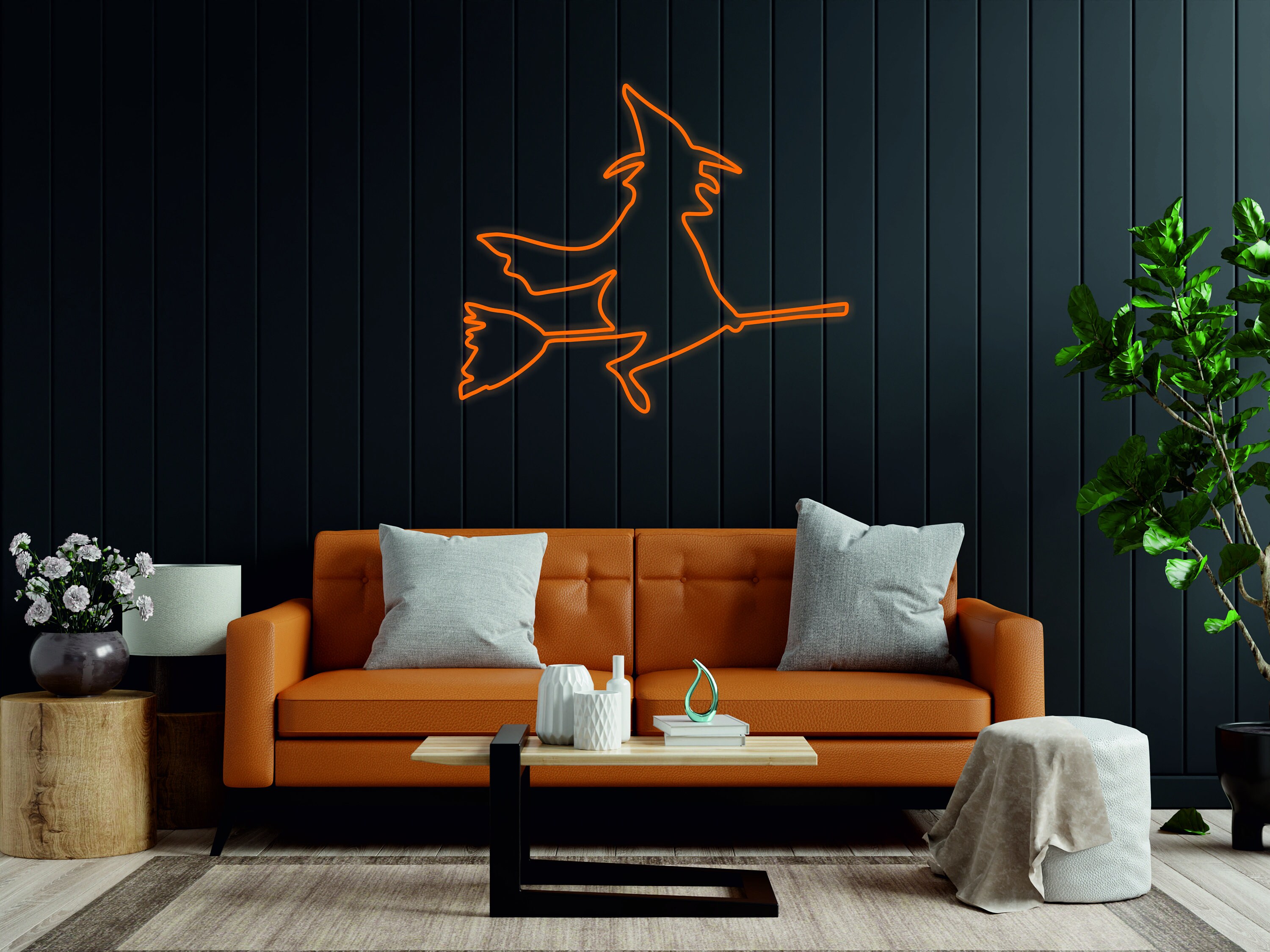 Witch Halloween Decoration LED Neon Sign Light | Decoration for Party, Living Room, Kids Room, Purple Orange Witch