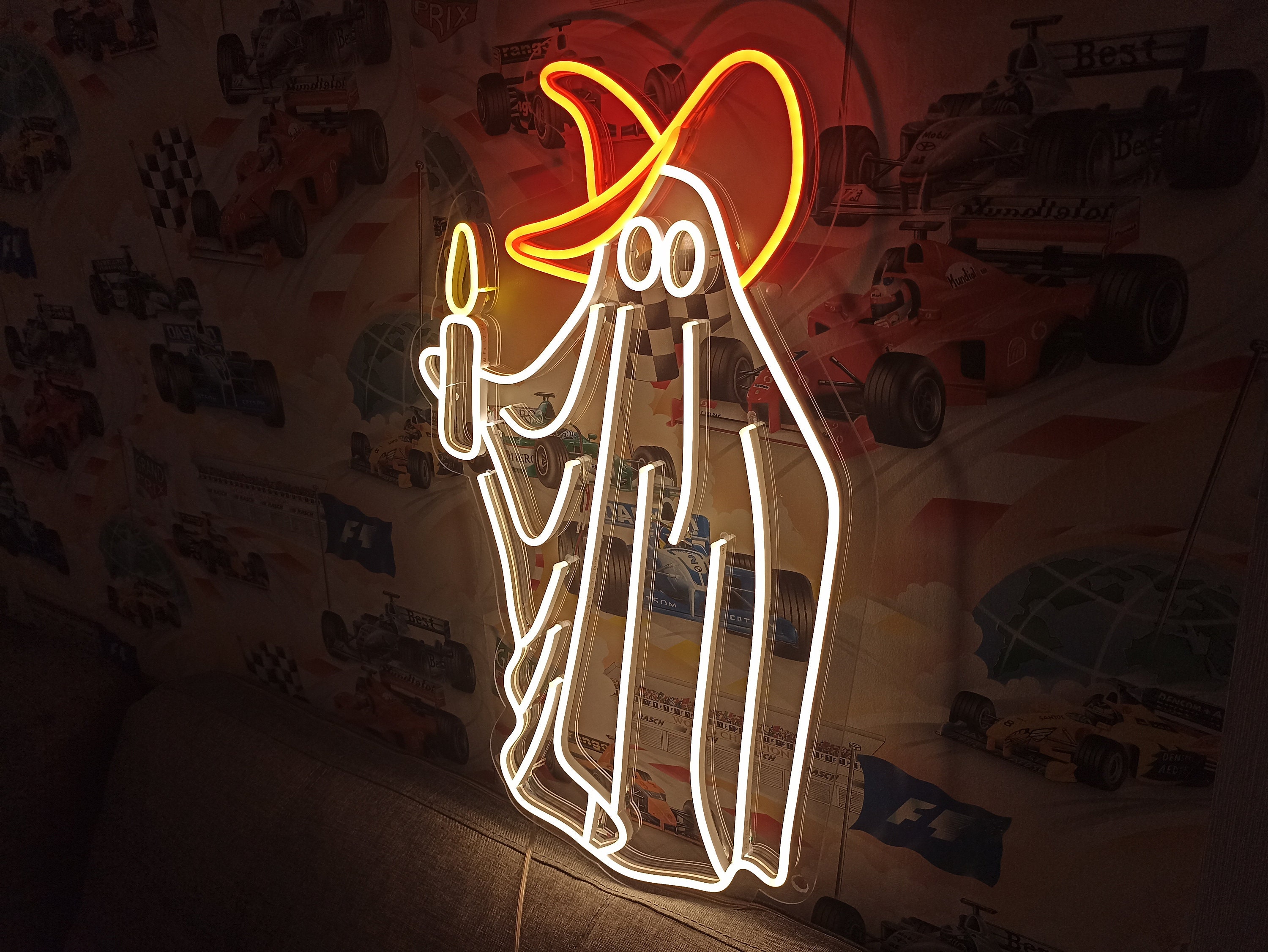 Ghost Halloween neon sign, Ghost-shaped neon light for Halloween, Unique neon ghost sign for October, Spooky neon ghost decoration
