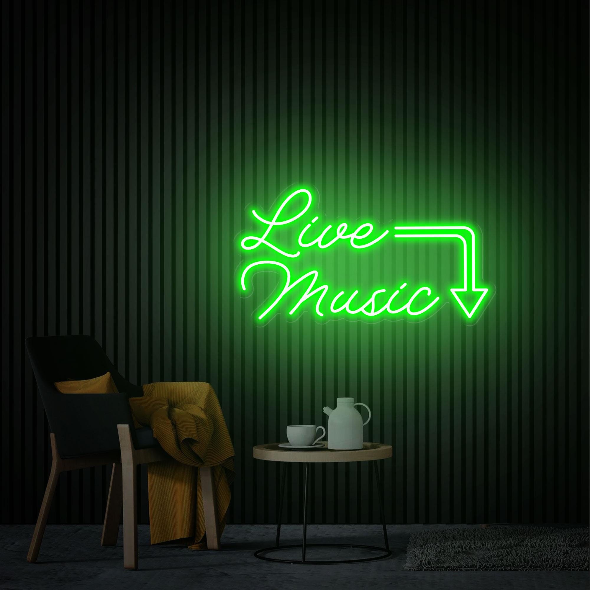 Live Music Neon Sign, Music Studio Decor, Custom Neon Sign, Neon Sign Wall Art, Personalized Neon Light Up Sign Bar Nightclub Wall Decor
