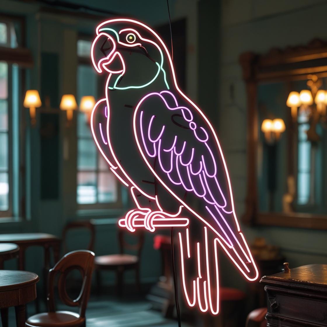 Parrot Neon Sign, Parrot Cockatoo Neon Sign, Animal Neon Sign, Tropical Bird Neon Sign, Exotic Pet Neon Sign, Bird Lover
