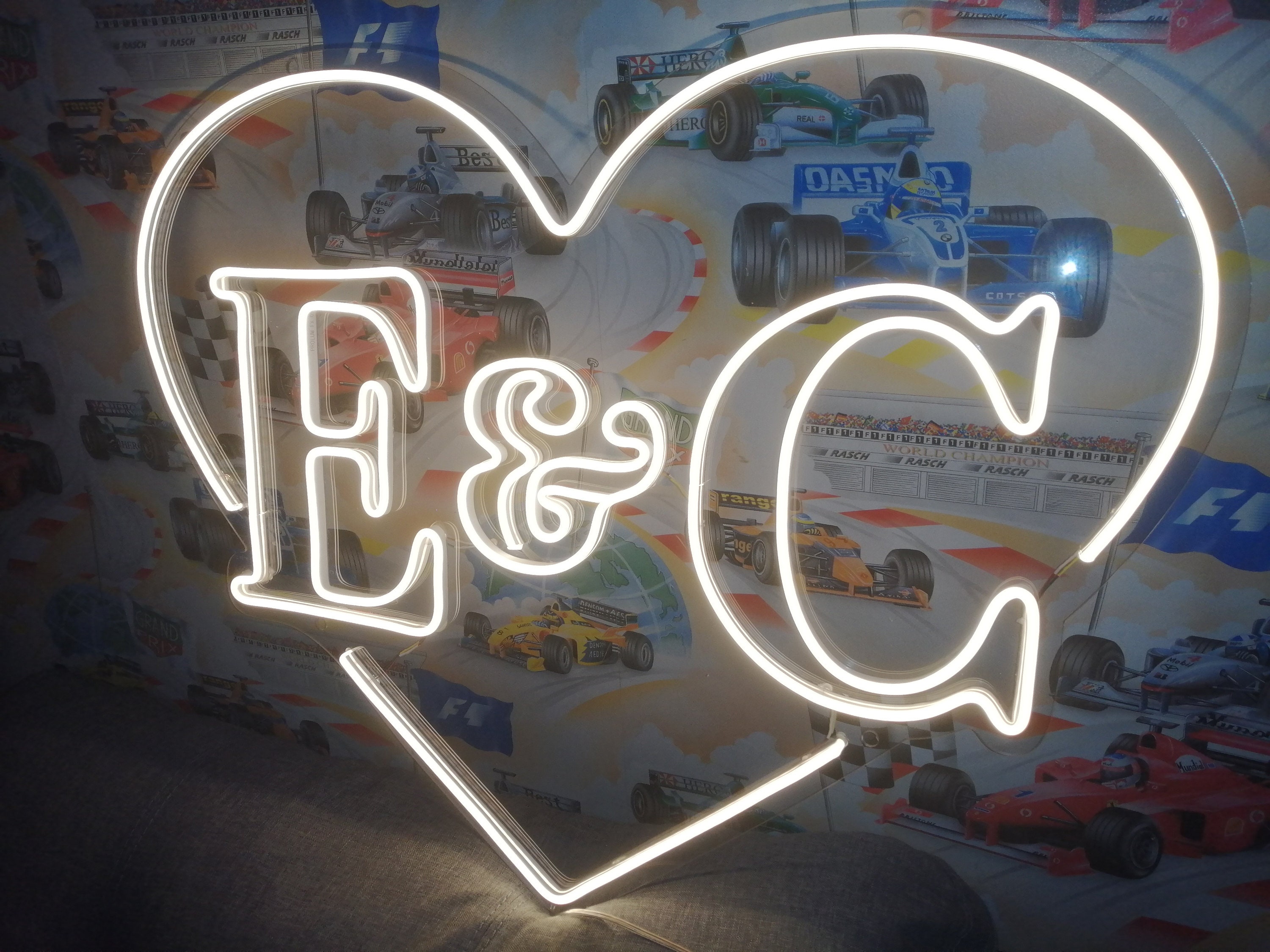Custom Initials Heart Neon Sign, Neon Heart with Initials Sign, Customized Heart Neon Sign, Neon Heart Sign with Custom Initials
