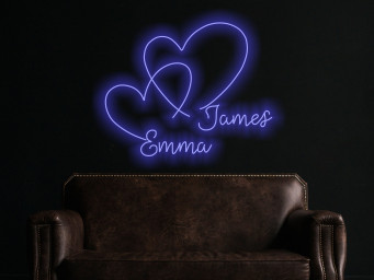 Custom Heart Neon Sign For Wedding, Wedding Neon Wall Decor, Neon Heart-Shaped Sign Personalized With The Names Of Newlyweds, Wedding Decor