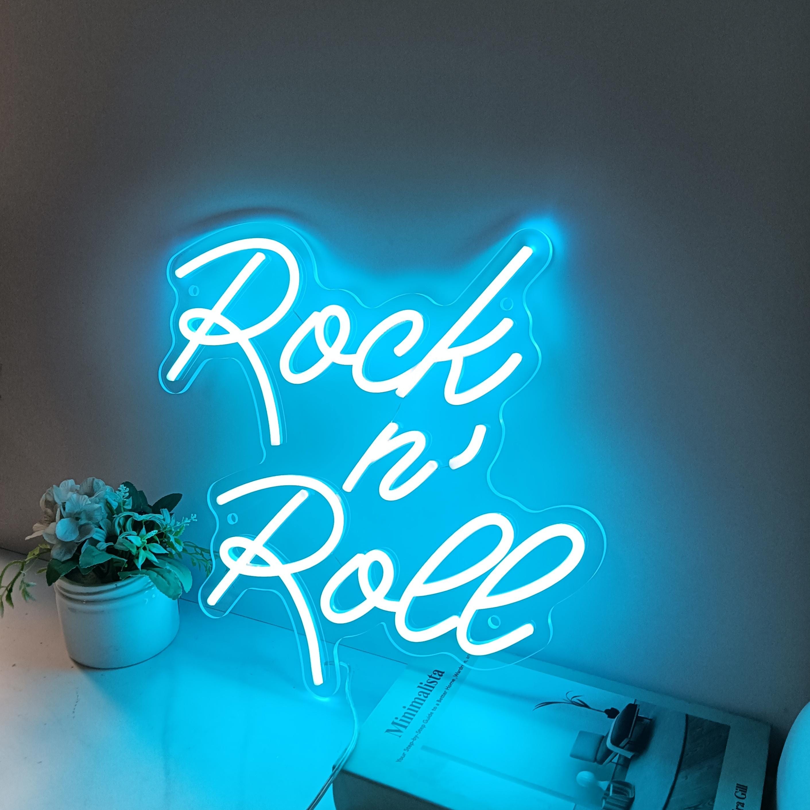 Rock n Roll Neon Sign Room Studio Audio Shop Store Open Decor, Custom neon for Music Lover, Rock Music Sign Home Party Pub Club Wall Hanging