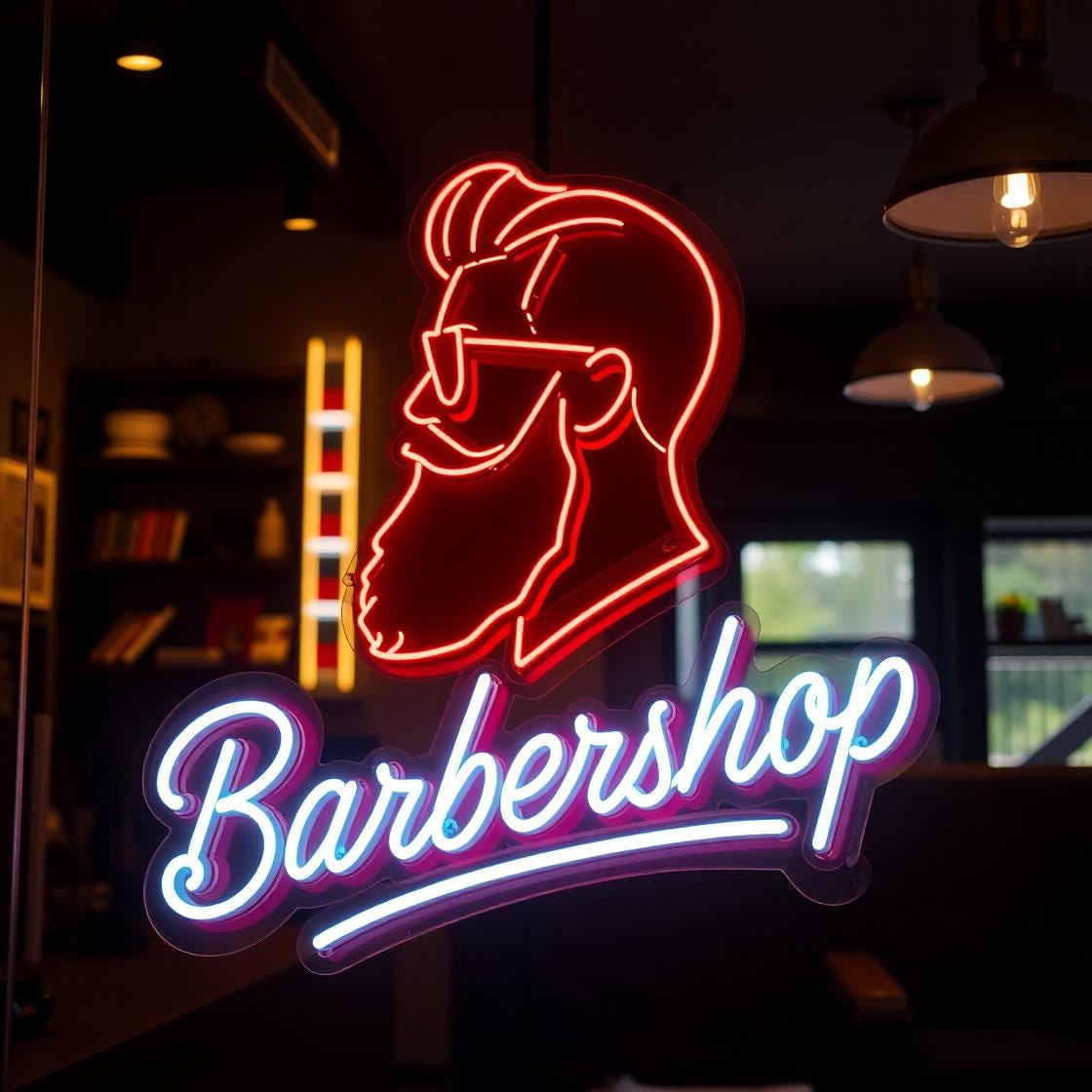 Vintage Barber Neon Sign, Barber Pole Neon Sign, Barber Shop Decor, Neon Sign For Barber Shop