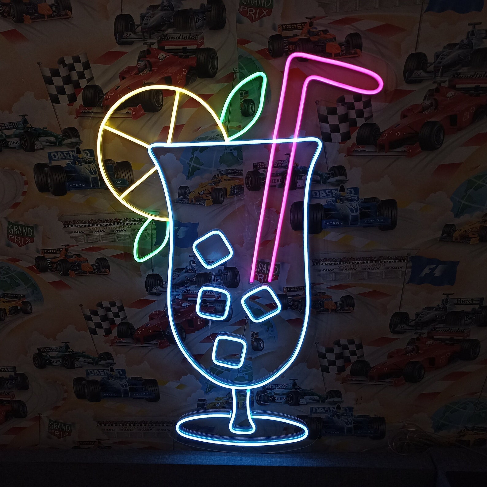 Neon Cocktail Sign, Led Neon Cocktails Sign, Cocktail Glass Neon Light, Cocktail Bar Neon Sign