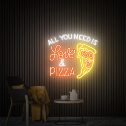 All You Need Is Love & Pizza Neon Sign, Pizza Party Decor, Custom Led Sign, Gift for Pizza Lover, Restaurant Welcome Sign Home Decor