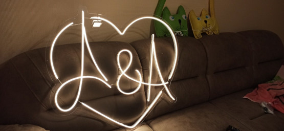 Wedding Heart Initials Neon Sign, Custom Heart Neon Sign, Personalized Heart Neon Sign, Heart Neon Sign For Wedding, Heart Initials Neon