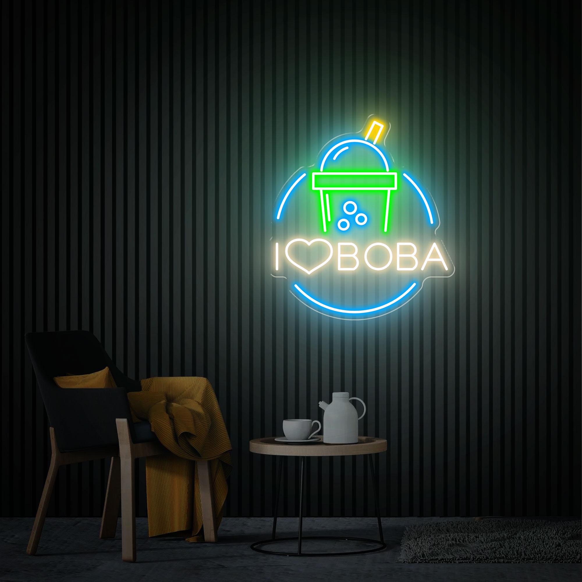 Boba Tea Neon Sign, I Love BoBa Custom Bubble Tea LED Sign, Milk Tea Neon Sign, Drinks Light Coffee Bar Shop Home Wall Decor Welcome Sign