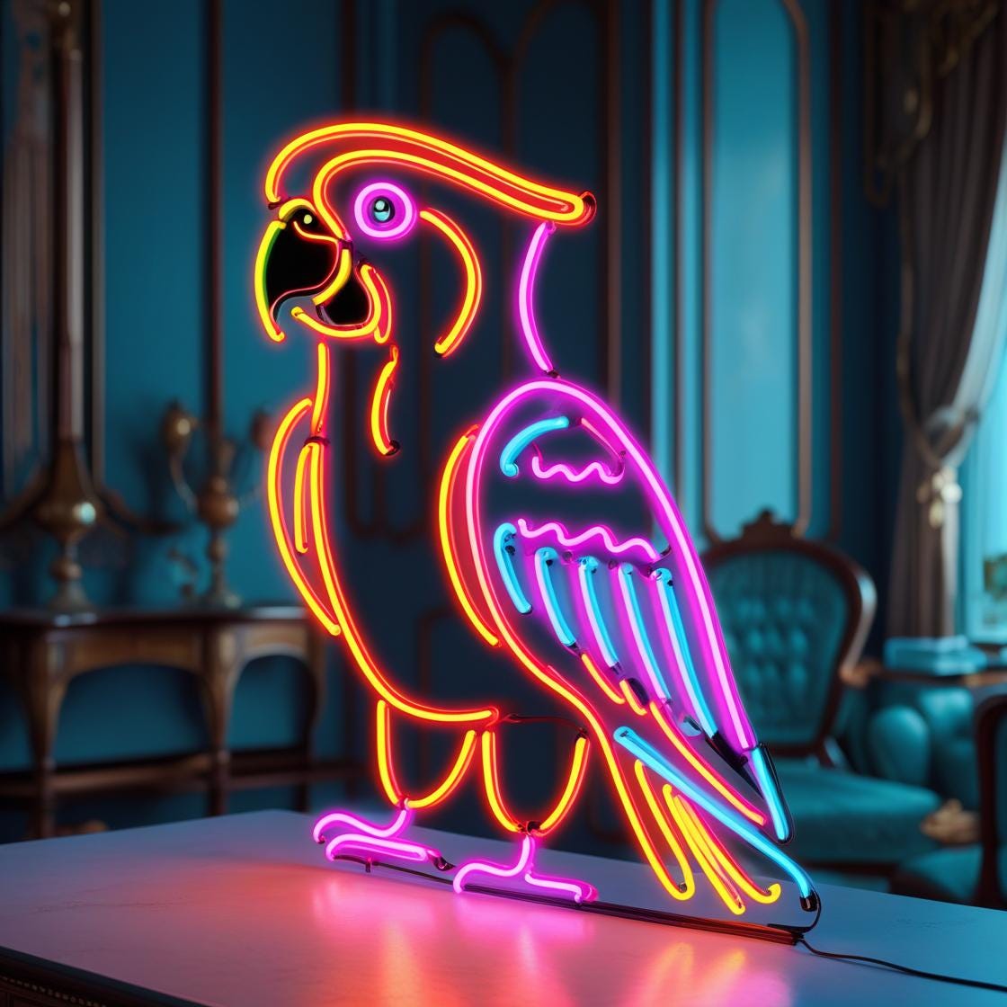 Parrot Neon Sign, Parrot Cockatoo Neon Sign, Animal Neon Sign, Tropical Bird Neon Sign, Exotic Pet Neon Sign