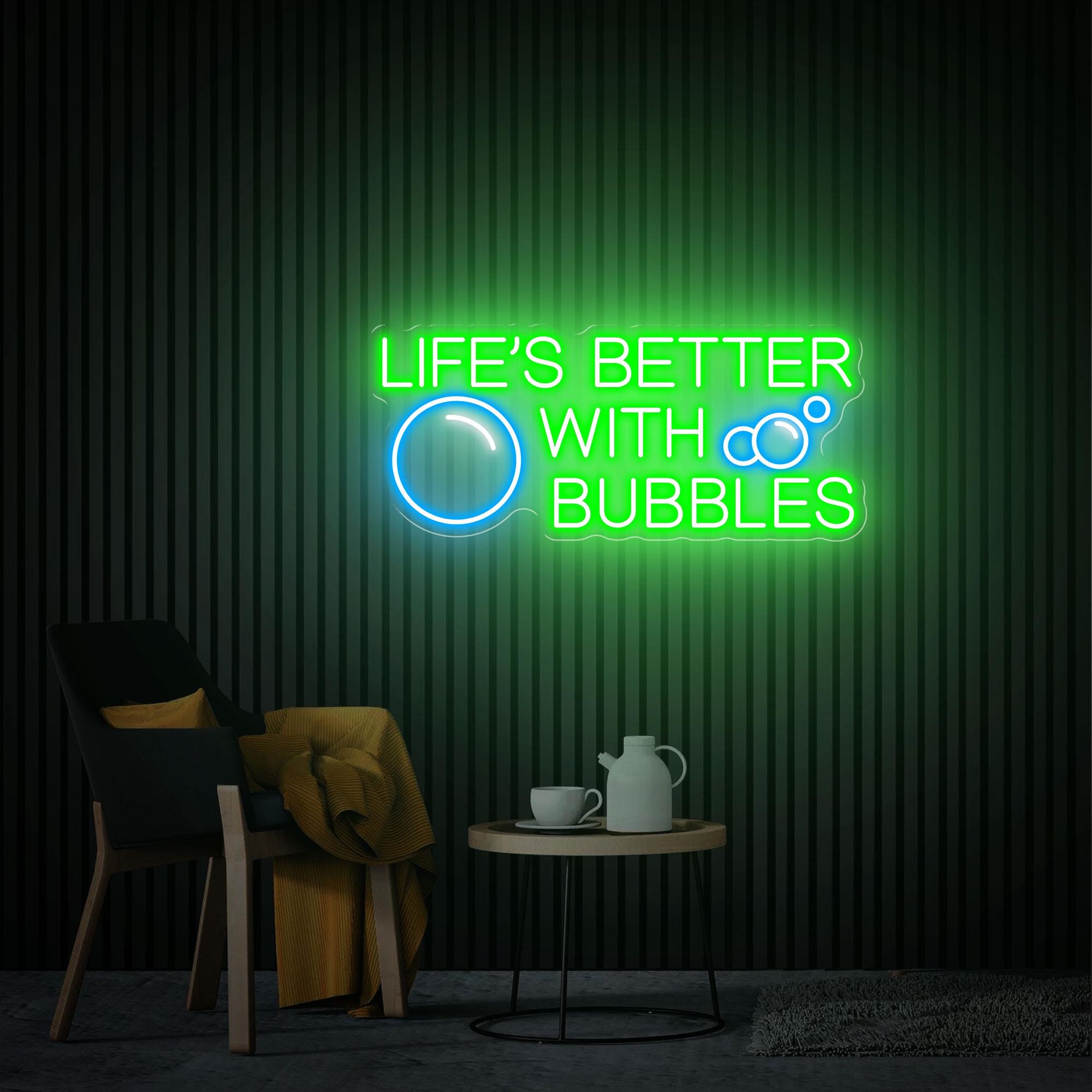 Life is better with Bubbles Neon Sign, Custom Neon Sign, Champagne Wall Decor, Bubbles Neon Wall Art, Wedding Backdrop Party Decor Gifts