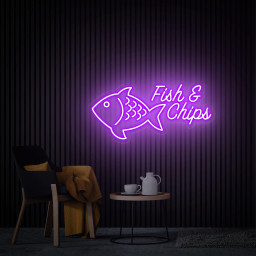 Fish & Chips Neon Sign, Fish Chips Led Neon Light, Kitchen Decor Custom Neon Sign, Fish And Chips Lover Gift, Street Food Restaurant Decor