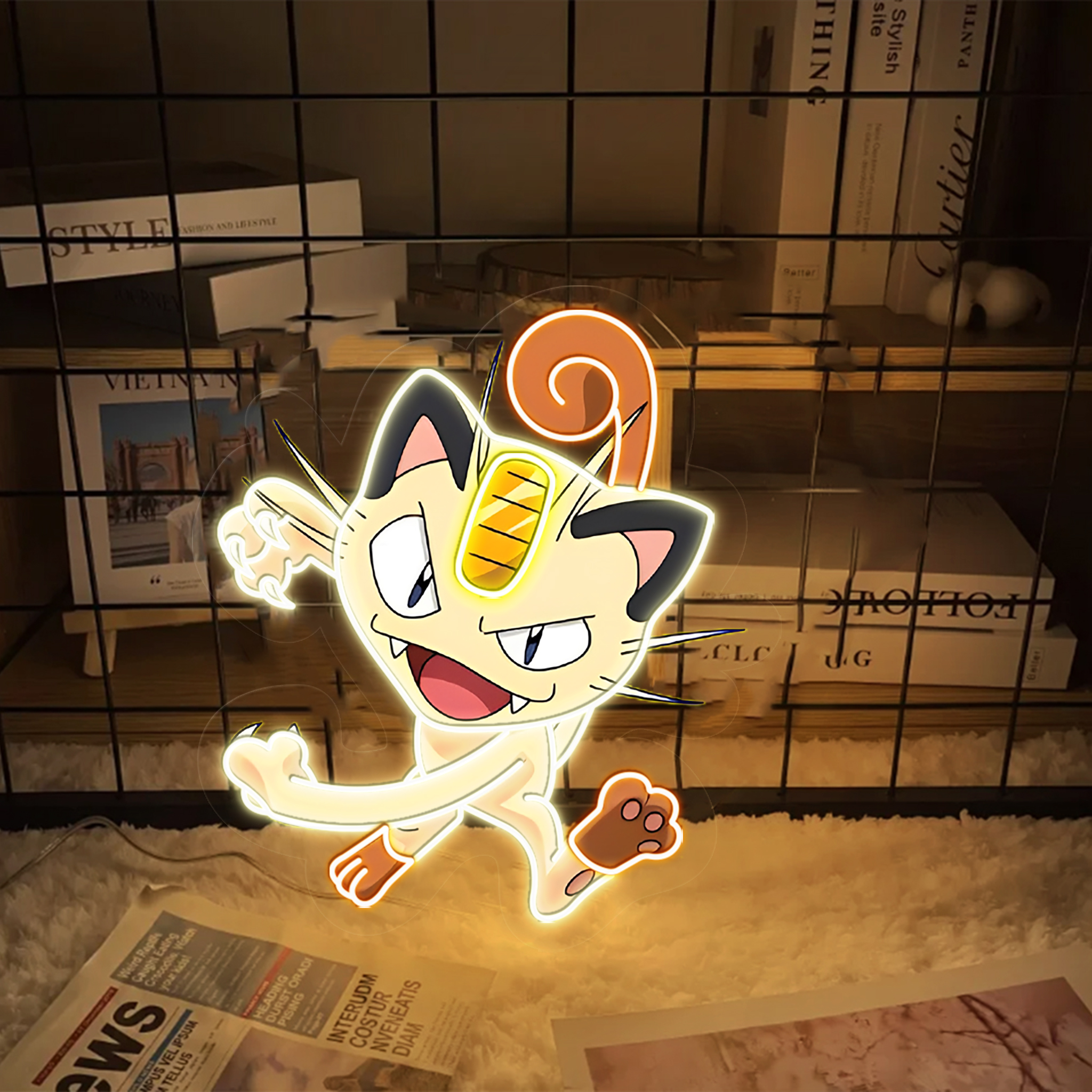 Meowth Pokemon UV Signs Kids Room Decor