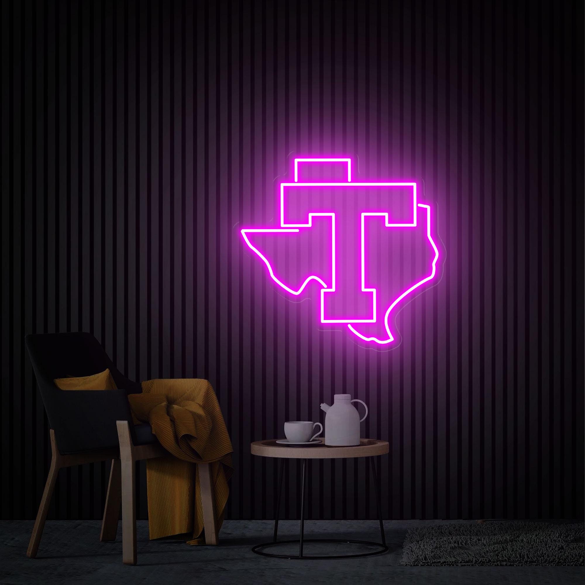 Tarleton State University Texans T LED Neon Sign, Custom Neon Sign, Holiday Party Bar Wall Decor Dorm Room Personalized Gift Graduation Gift