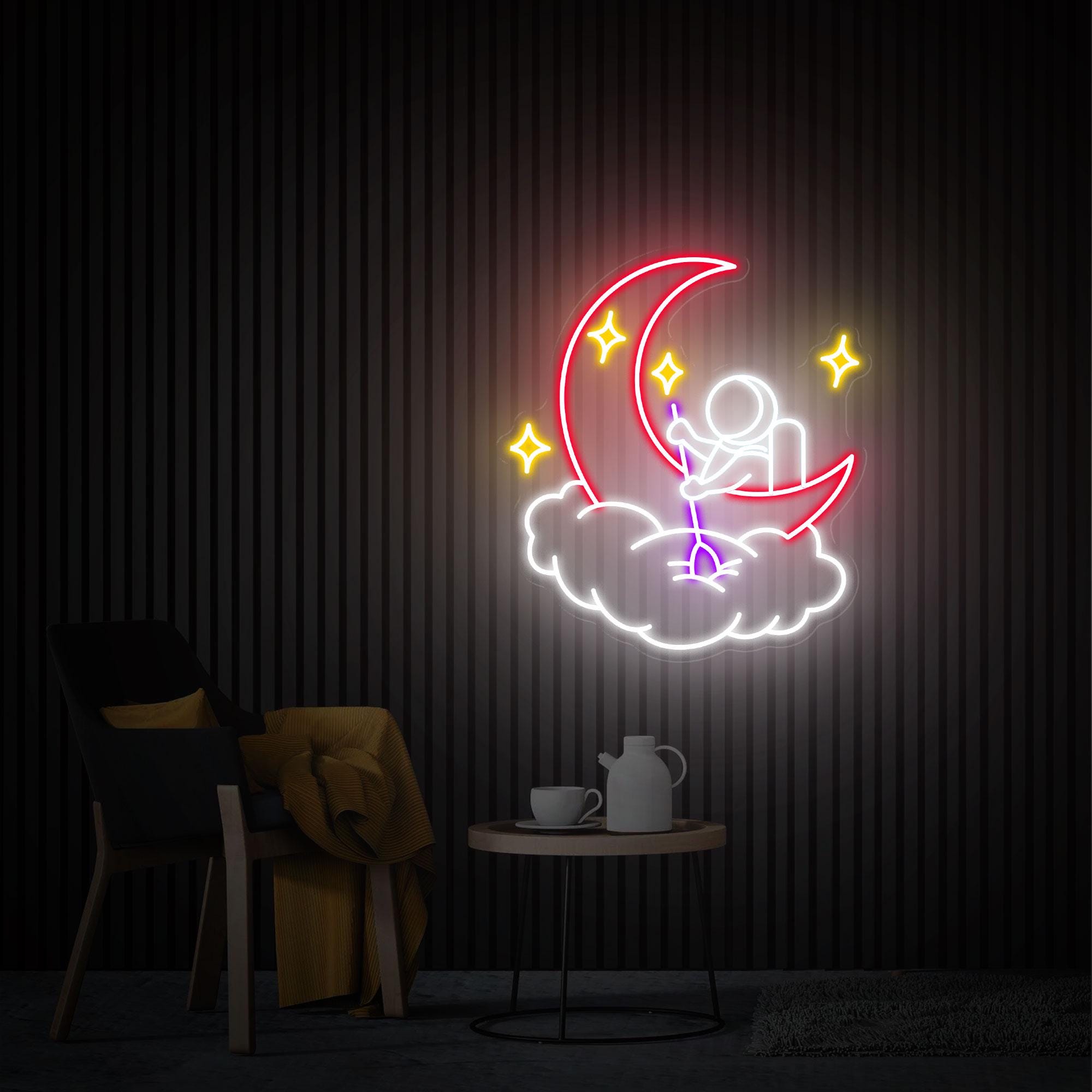 Astronaut Neon Sign, Astronaut Moon Cloud Led Light Sign, Custom Neon Signs, Astronaut Wall Art, Bedroom Neon Sign decor, Christmas Gift