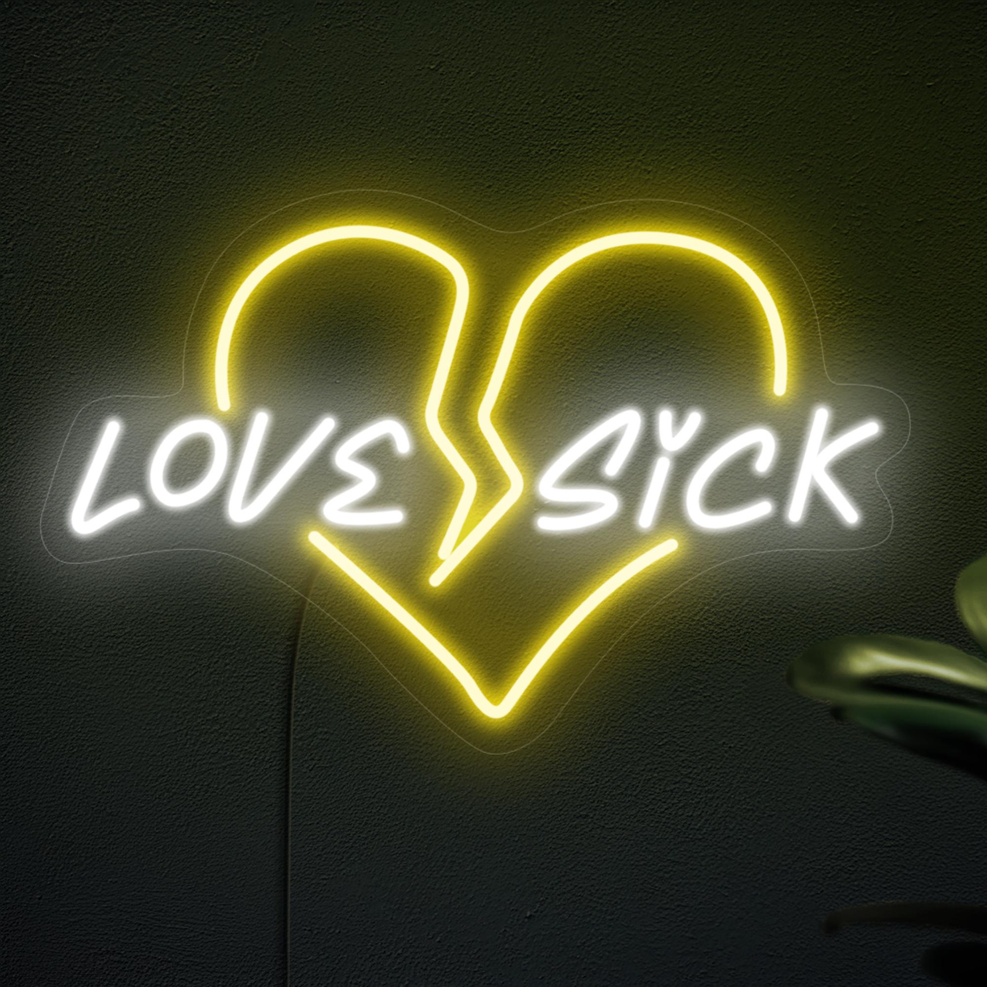 Love Sick Neon Sign, Love Heart Neon Sign, Love Sick Led Sign, Broken Heart Sign, Neon Sign Wall Decor, Broken Heart Decor, Love Art Decor