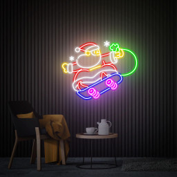 Santa Claus Neon Sign, Christmas Led Light Sign, Skiing Santa Claus Neon Wall Art, Christmas Decor Aesthetic Room Party Decor Christmas Gift