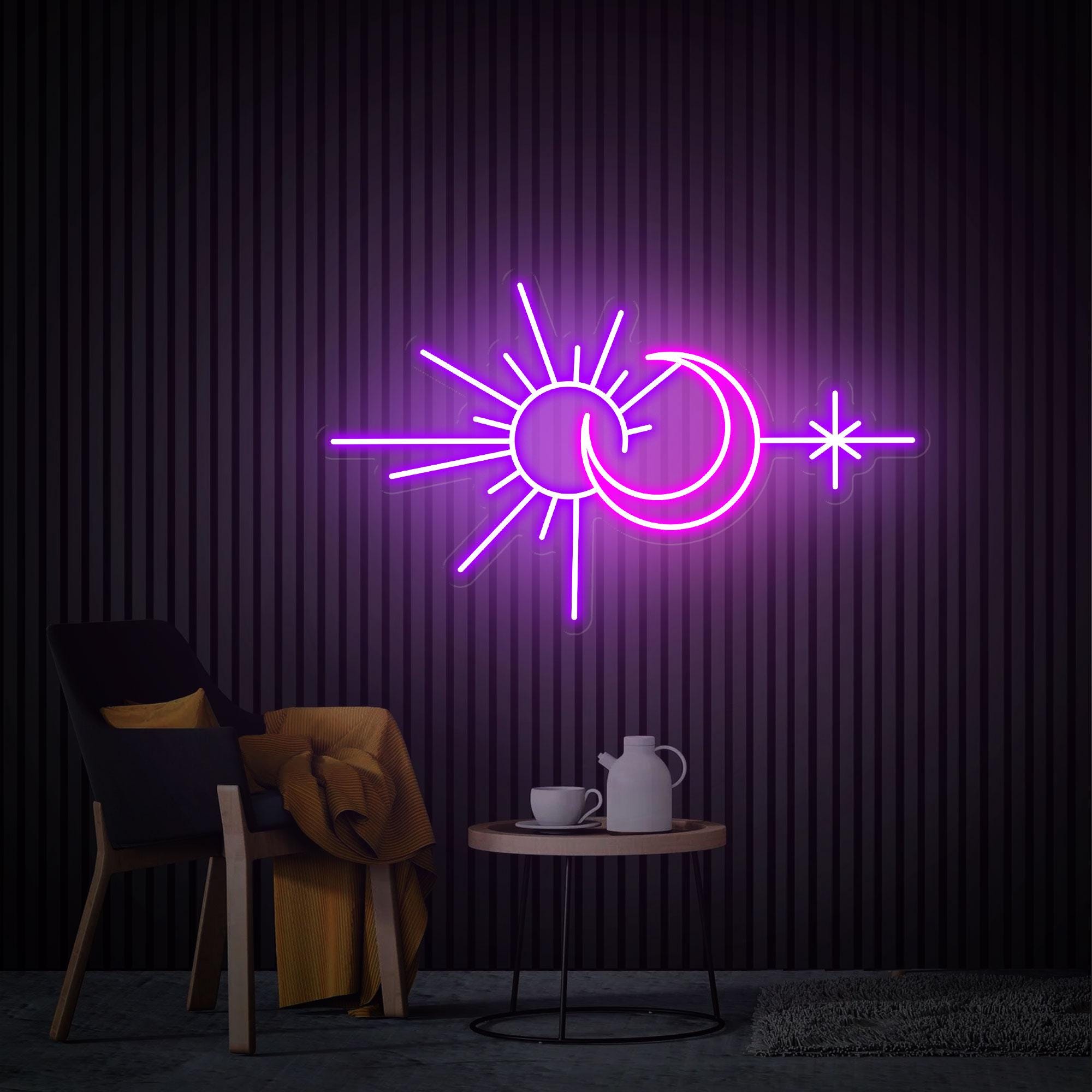 Sun and Moon Neon Sign, Moon Phaze Neon Light, Custom Neon Sign Personalized Gift, Sunshine Neon Wall Art, Nature Neon Light Christmas Gifts