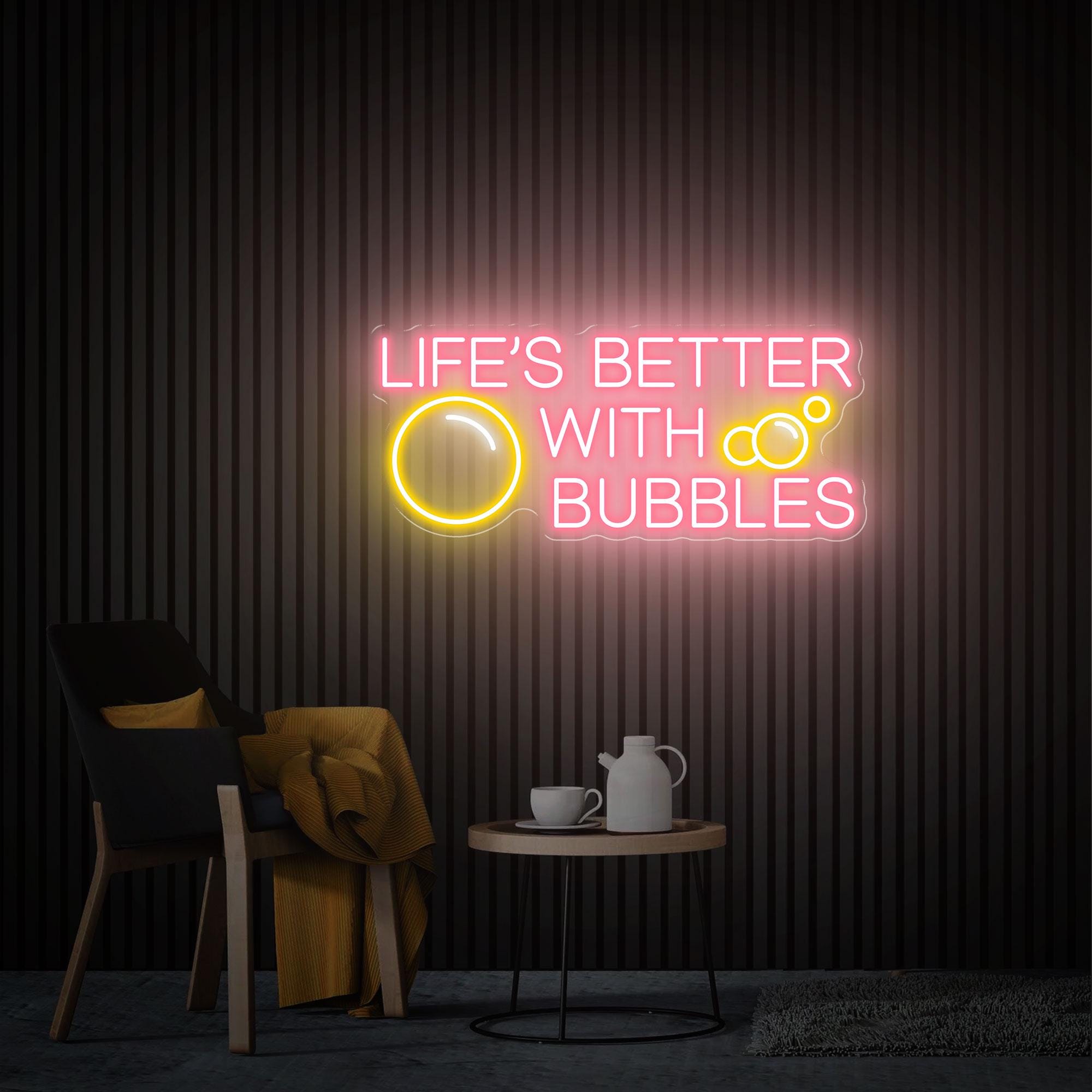 Life is better with Bubbles Neon Sign, Custom Neon Sign, Champagne Wall Decor, Bubbles Neon Wall Art, Wedding Backdrop Party Decor Gifts