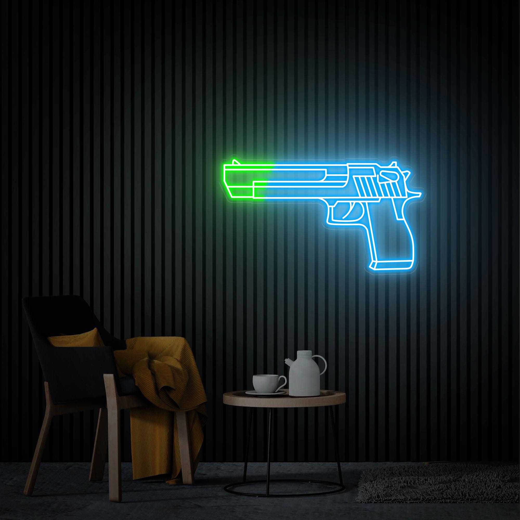 Gun Neon Sign, Pistol Led Neon Light for Game Room Wall Decor, Custom Weapon Light Sign, Neon Wall Art, Home Decor Gift For Boyfriend