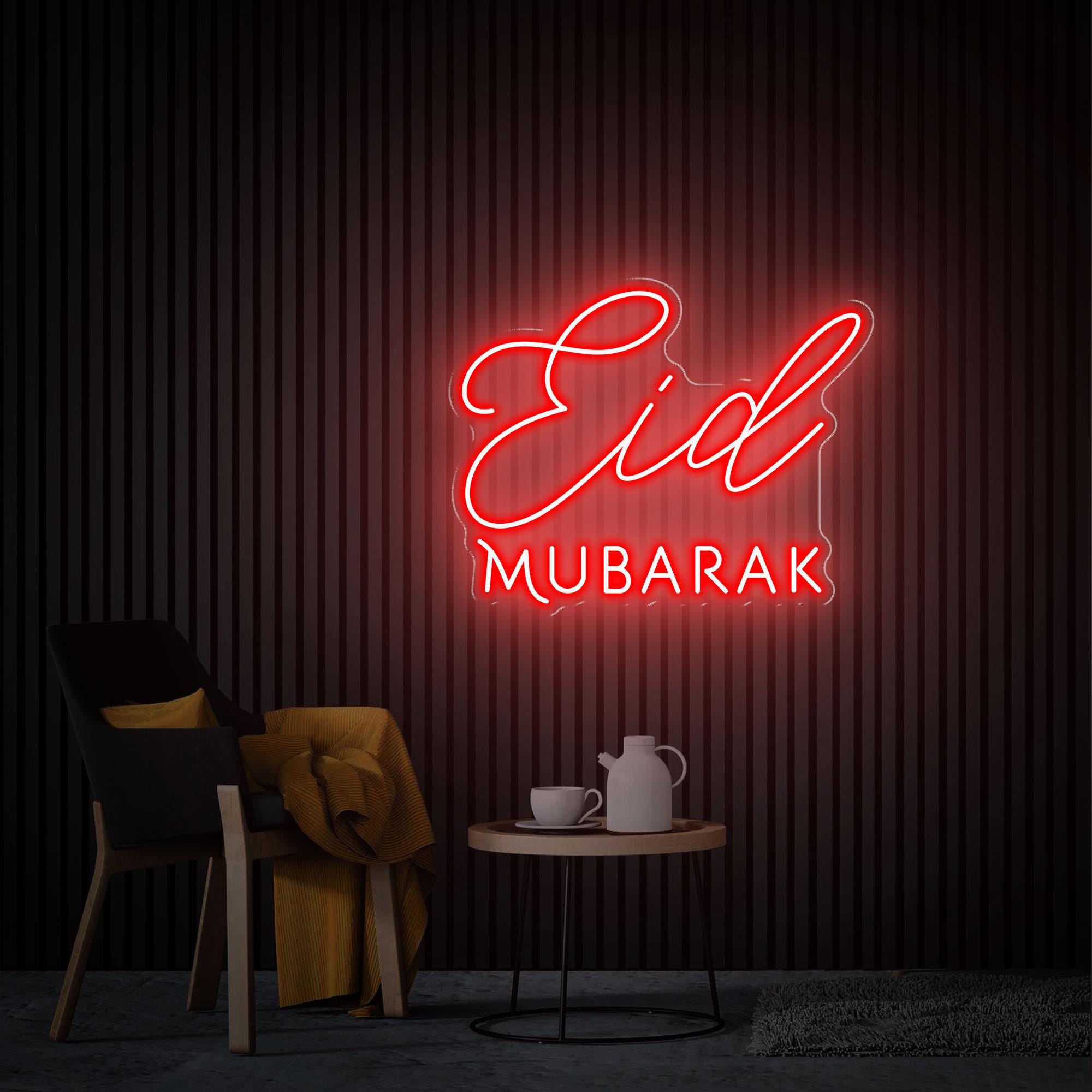 Eid Mubarak Neon Sign, Eid Mubarak Wall Art, Eid Celebrations Ramadan Wall Hanging, Custom Led Neon Sign Ramadan Party Decor, Muslim Gifts