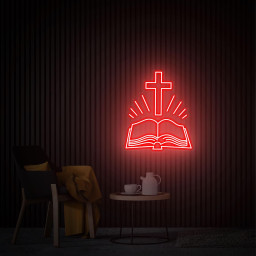 Open Bible Neon Sign, Home Decor Bible Сross Led Sign, Custom Neon Sign, Religious Faith Neon Sign, Bedroom Neon Light Personalized Gift