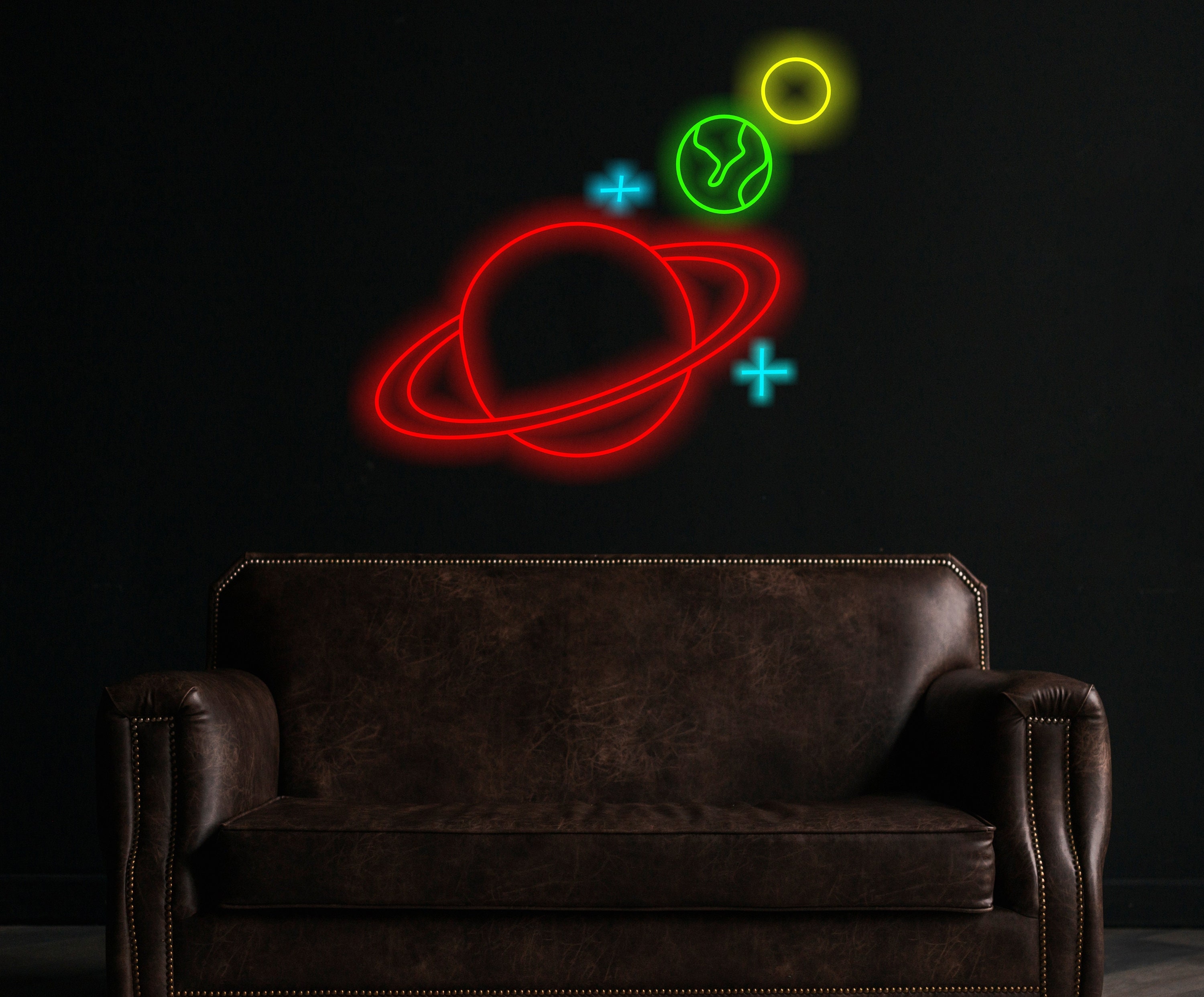 Planet Led Neon Sign, Saturn Planet Neon Sign, Planet Galaxy Neon Signs, Space Led Neon Sign, Custom Saturn Led Decor