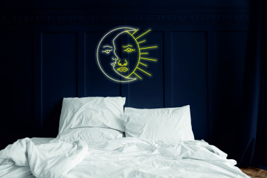 Sun And Moon Neon Light Sign For Wall, Bedside Light Up Lamp, Moon Wall Hanging Lamp