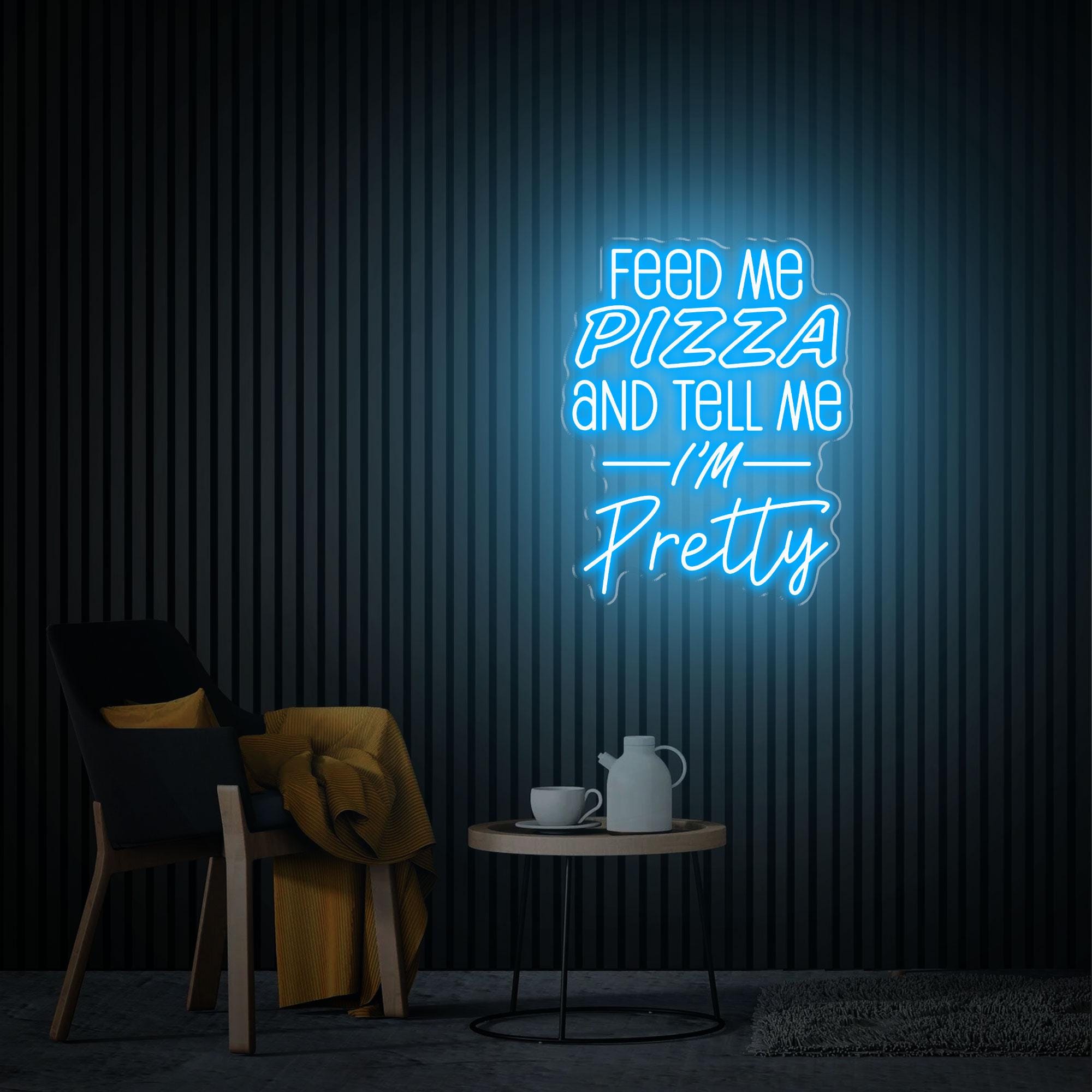 Feed Me Pizza And Tell Me I'm Pretty Neon Sign, Pizza Party Decor, Custom Led Sign, Gift for Pizza Lover, Restaurant Fast Food Cafe Decor