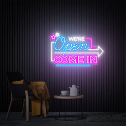 We're Open Come In Neon Sign, Store Open Led Sign, Custom Open Neon Light, Business Logo, New Business Gift, Shop Bar Welcome Sign