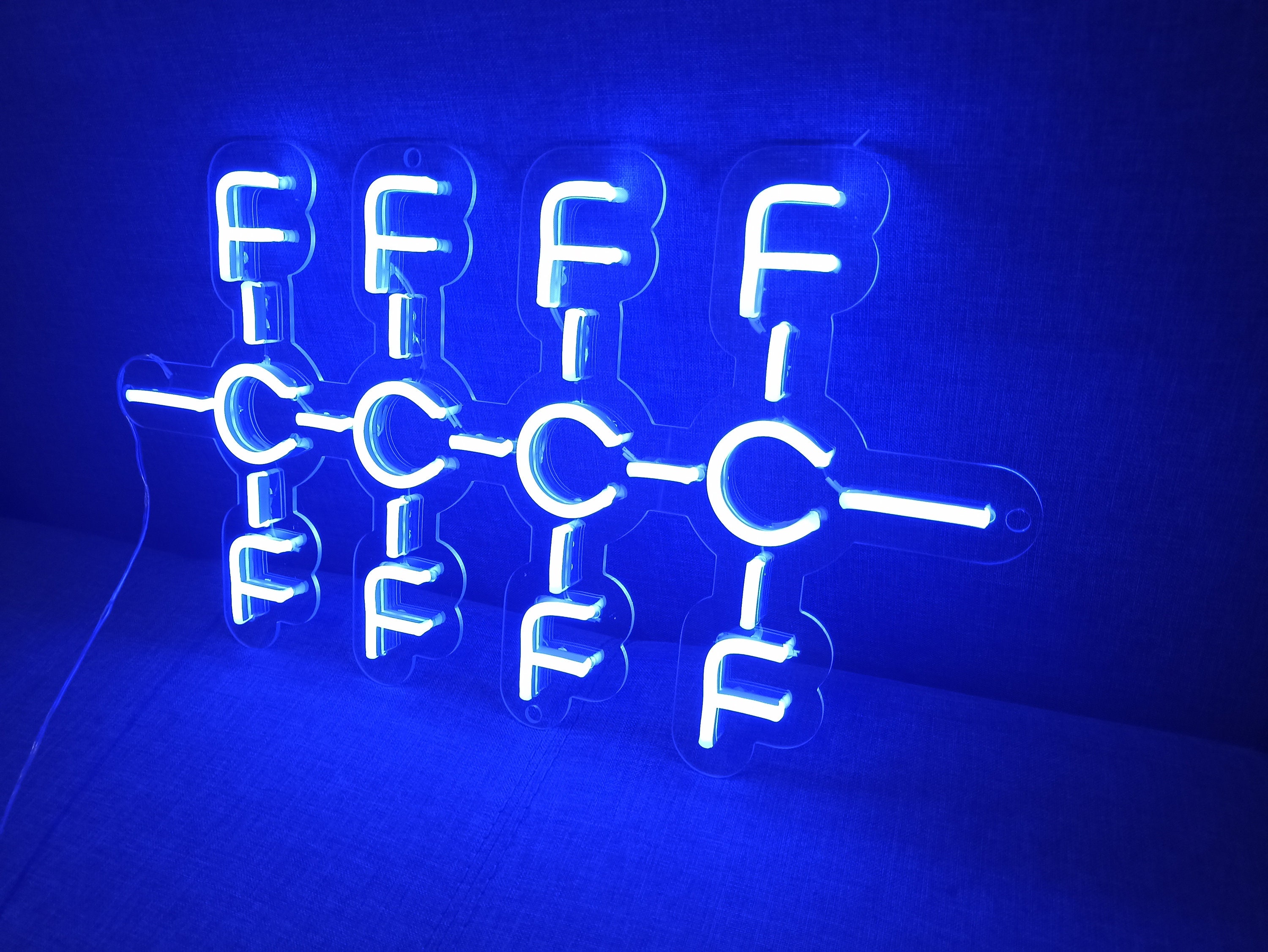 Neon sign Polytetrafluoroethylene Molecule - LED Light, Molecule - LED Light Neon Sign Formula, Teflon Molecule - LED Light Neon Sign