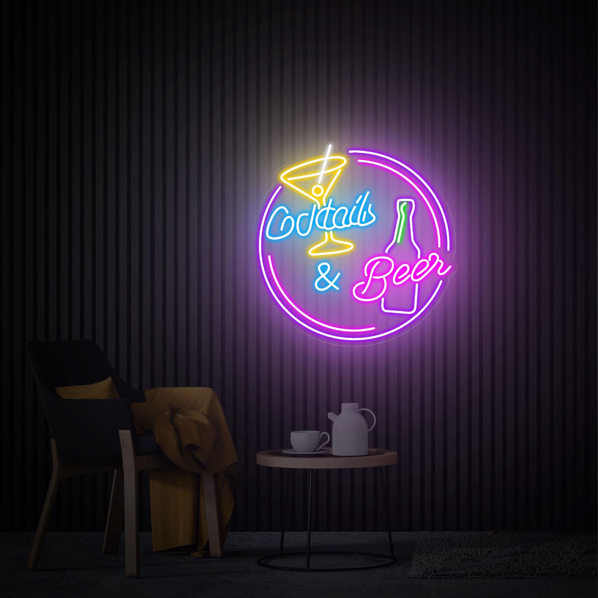 Cocktails and Beer Neon Sign, Cocktails Bar Wall Decor Art, Cocktails Bar Led Sign, Home Bar Decor, Bar Pub Wall Art, Beer Club Led Light