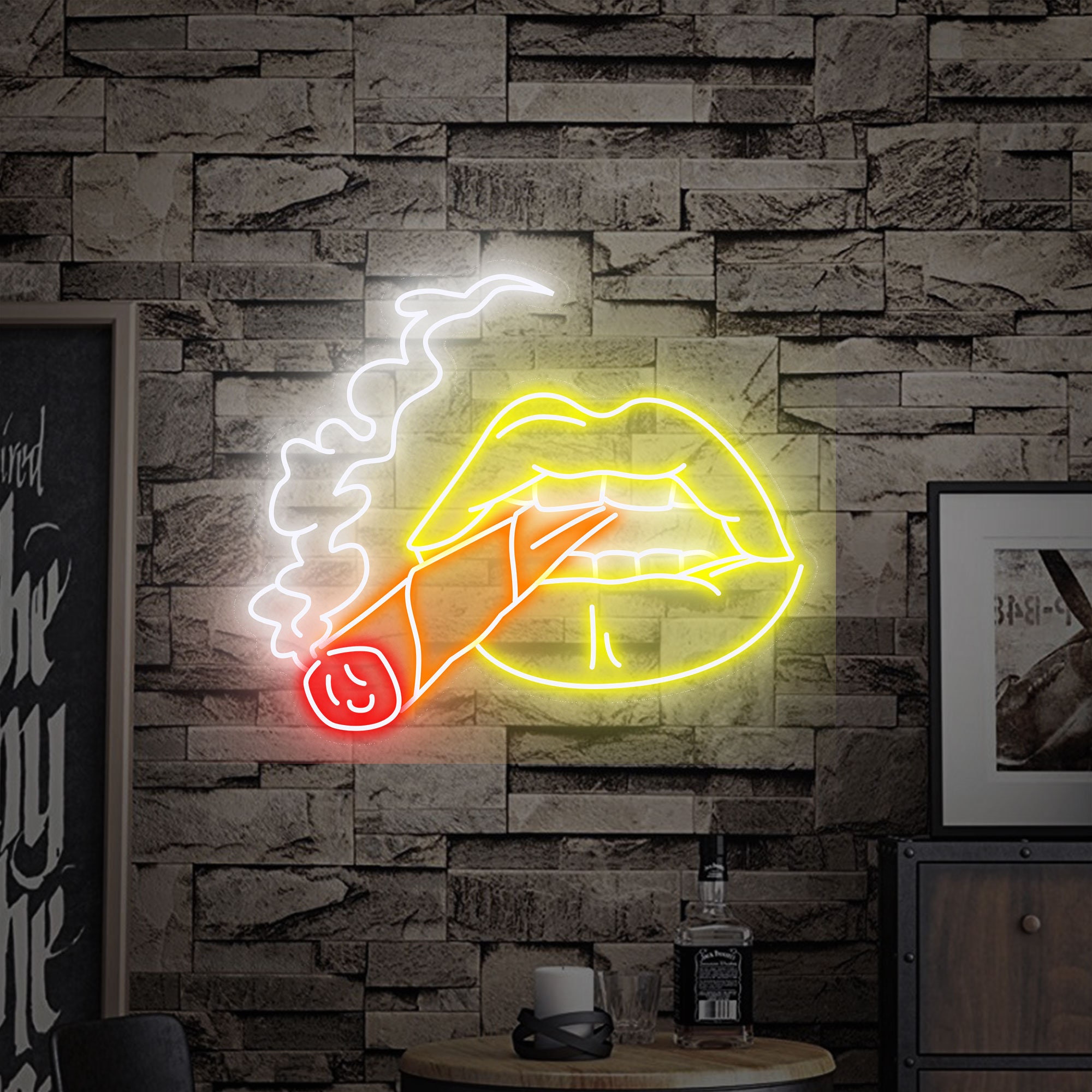 Cigarette Neon Sign, Custom Waterproof Neon Signs Lights Smoking Smoking Lips Bar Art Wall Decor Custom Bedroom Party Personalized Gifts