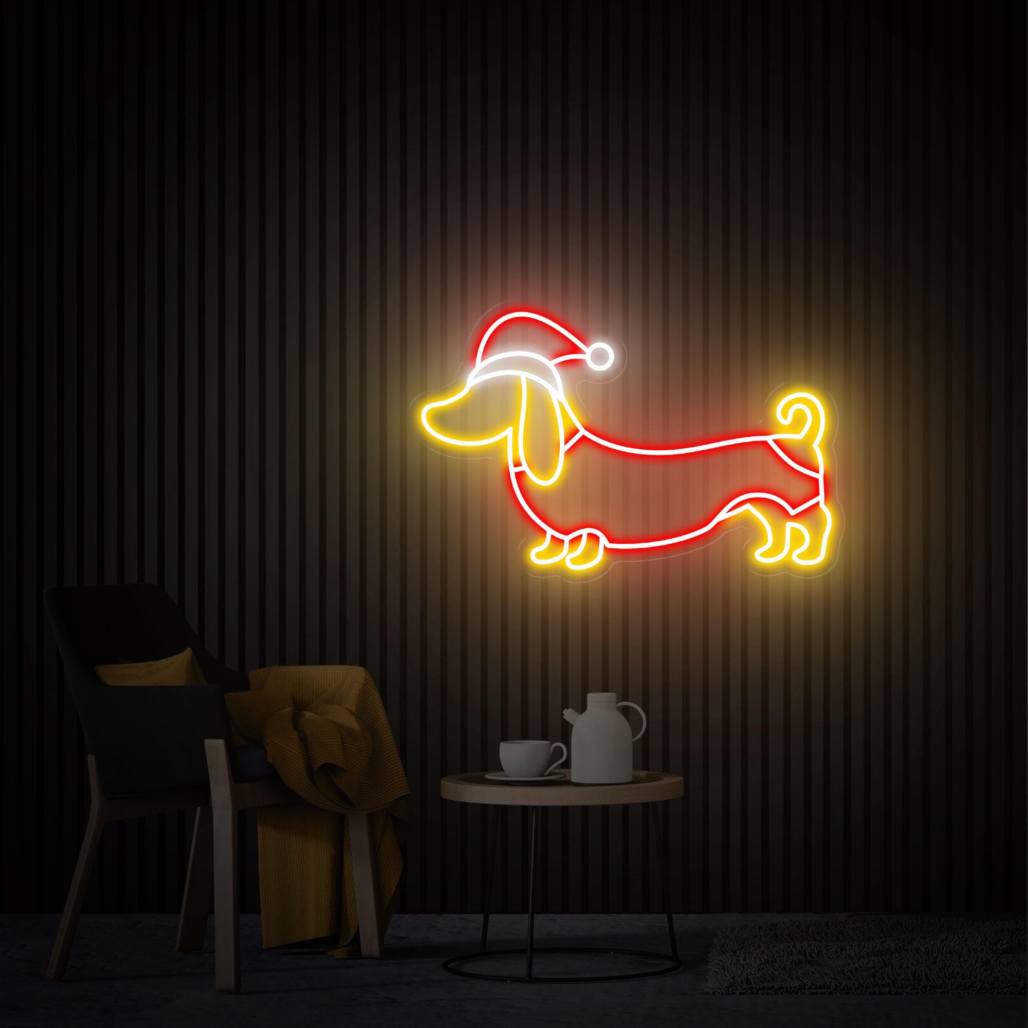 Christmas Dachshund Neon Sign, Christmas Dog, Dachshund Gift, Custom Dog Neon Sign, Merry Xmas Holiday Decor, Merry Christmas Party Wall Art