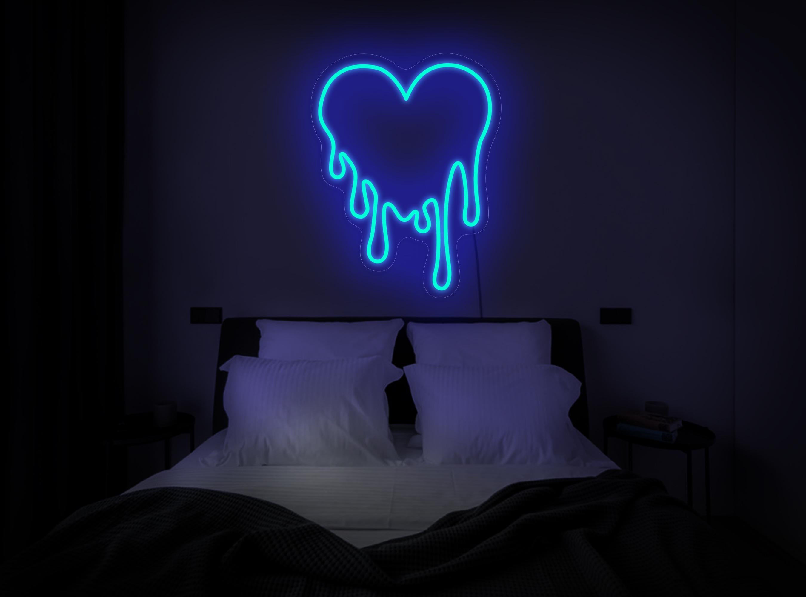 Melting Heart Neon Sign, Dripping Heart Neon Sign, Bleeding Heart Neon Sign, Heart Led Sign, Love Heart Neon Sign, Melting Heart Art Decor