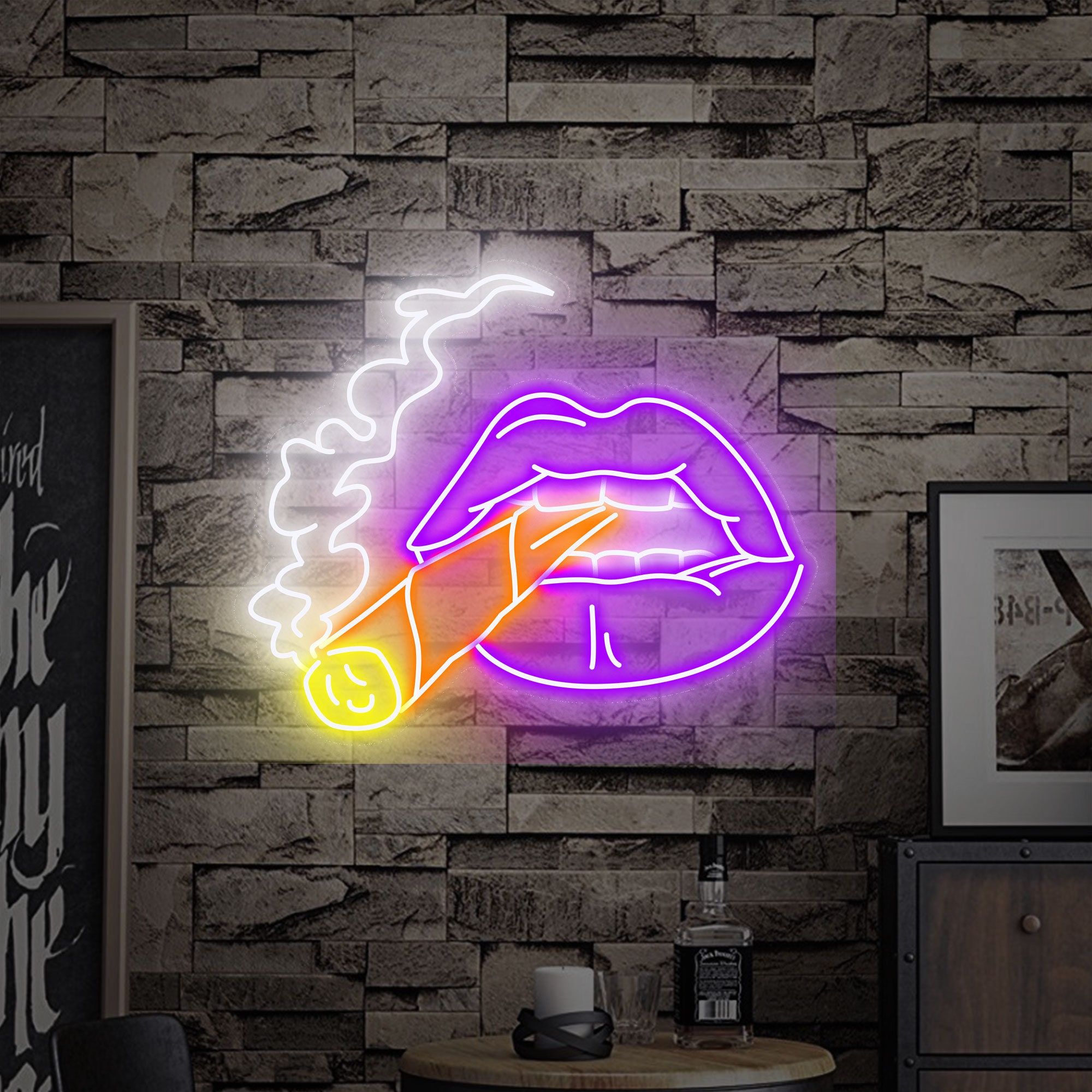 Cigarette Neon Sign, Custom Waterproof Neon Signs Lights Smoking Smoking Lips Bar Art Wall Decor Custom Bedroom Party Personalized Gifts