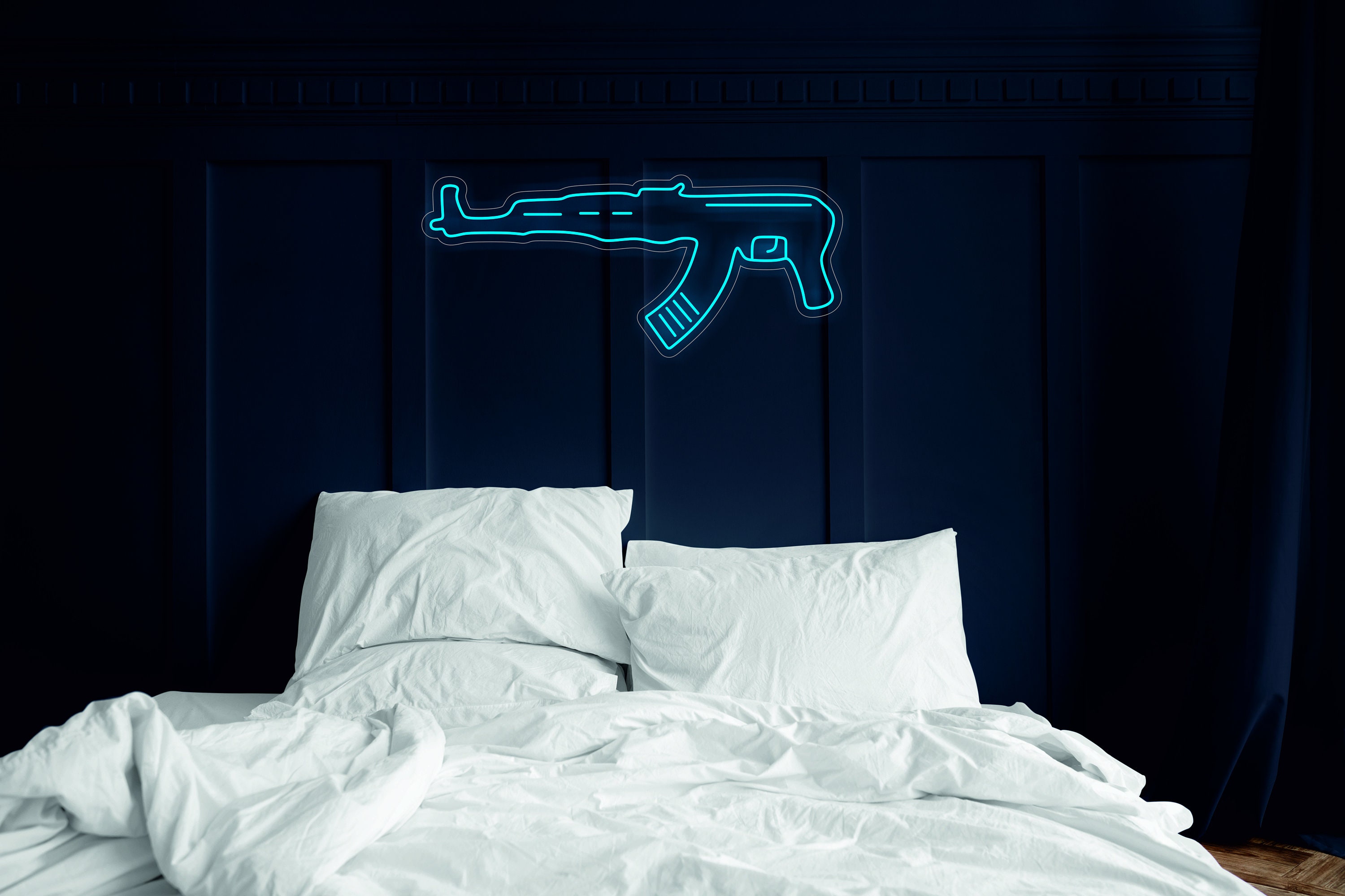 Machine Gun Led Light Neon Sign - Neon Led Lamp For Living Room, Wall Decor For Man Cave, Decoration Hangings For Home