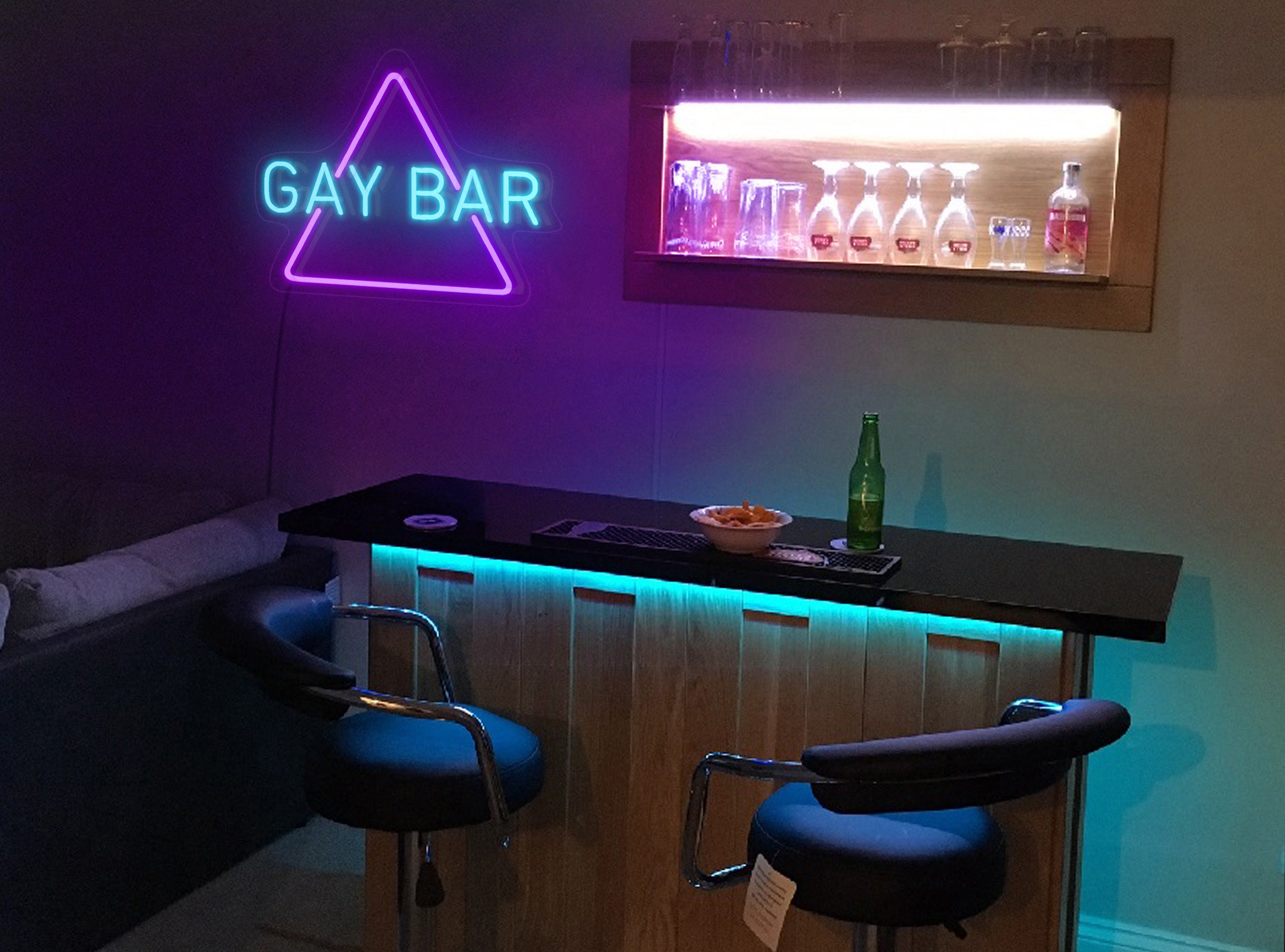 Gay Bar El Neon Sign, Gay Bar Neon Sign,G ay Bar Led Sign, Bar Neon Sign, Bar Neon Light, Home Bar Neon Sign, Man Cave Neon Sign