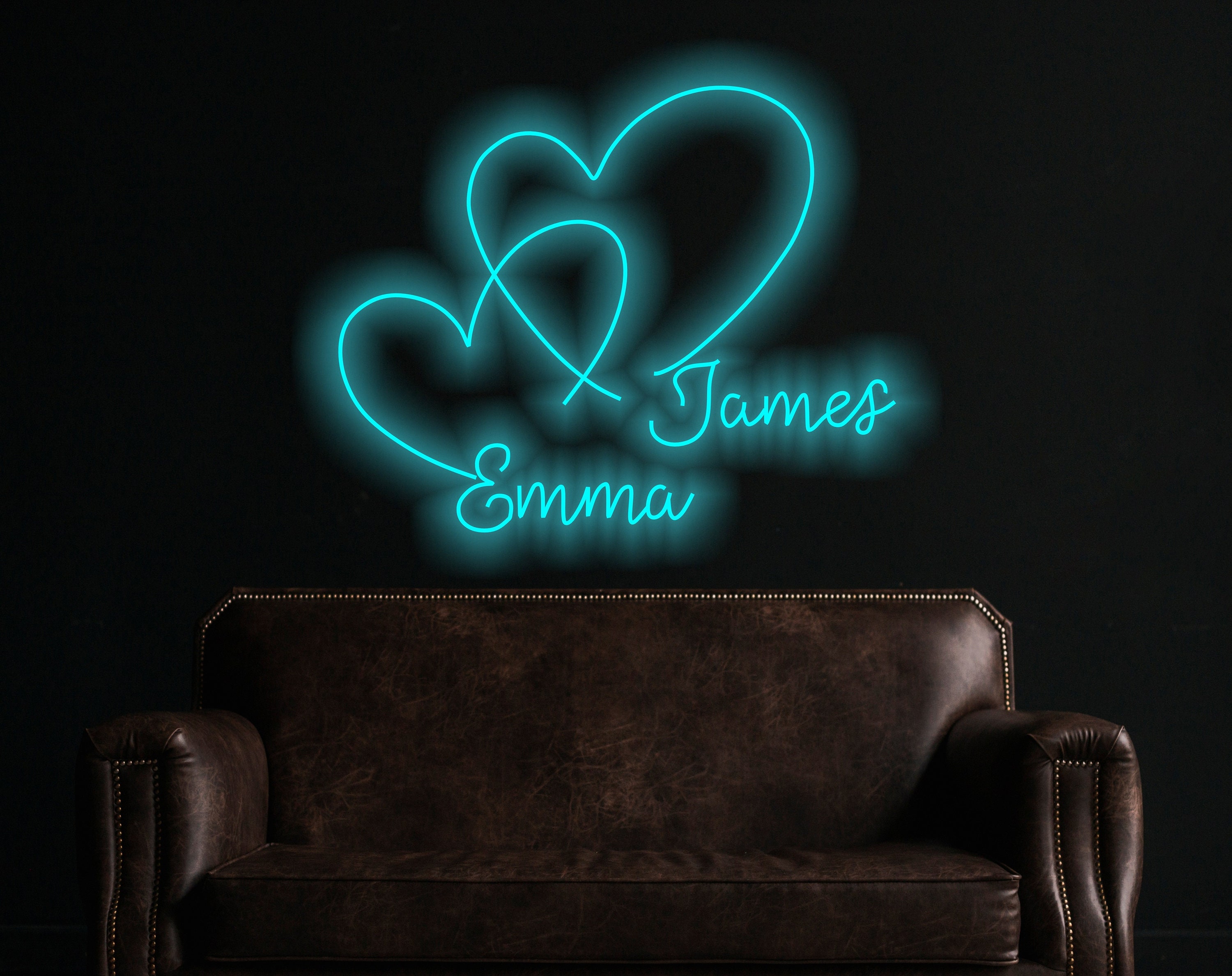 Custom Heart Neon Sign For Wedding, Wedding Neon Wall Decor, Neon Heart-Shaped Sign Personalized With The Names Of Newlyweds, Wedding Decor