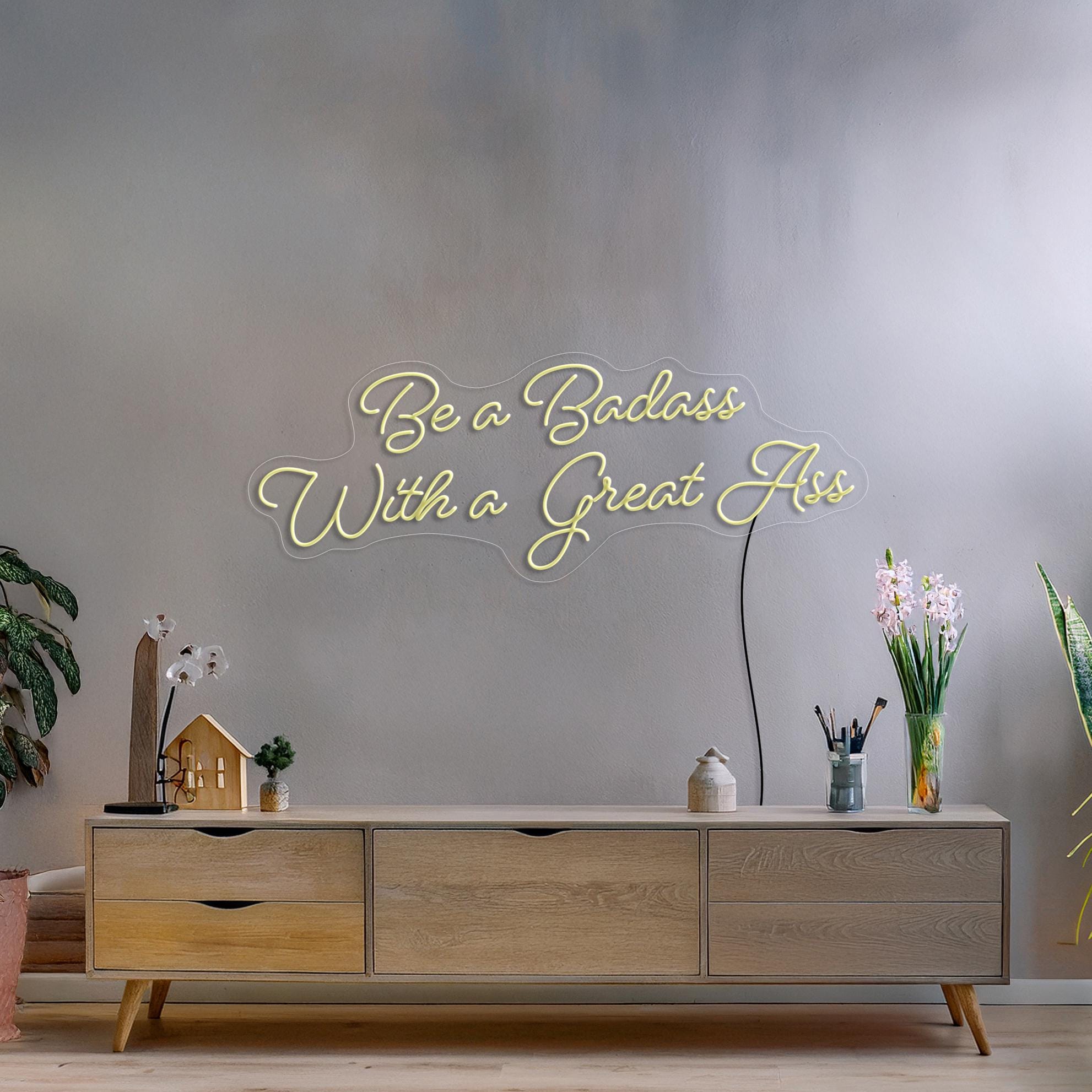Be A Badass With A Great Ass Neon Sign, Gym Neon Sign, Yoga Neon Sign Decor, Fitness Neon Sign, Motivational Neon Sign, Gym Wall Art Decor