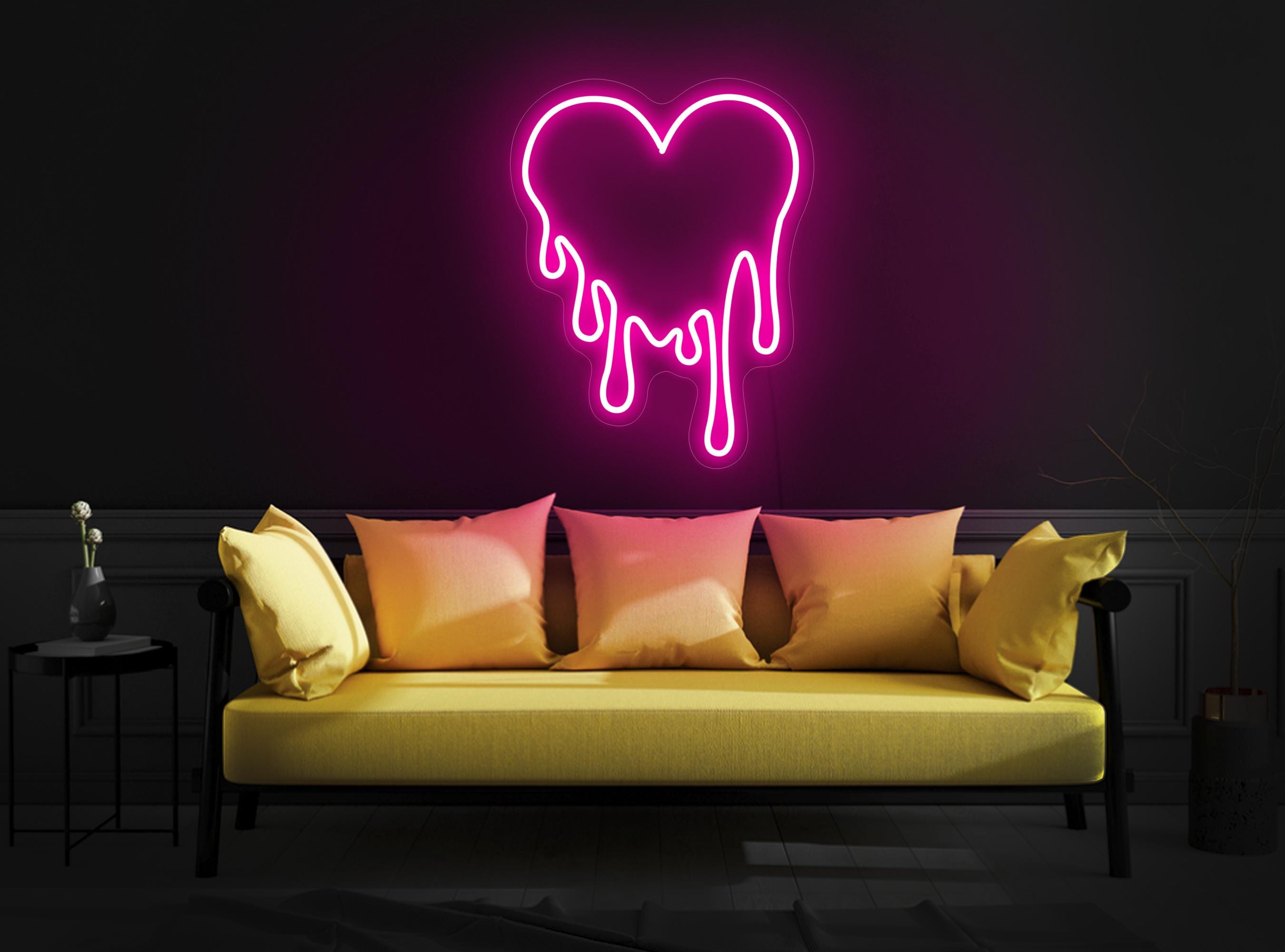 Melting Heart Neon Sign, Dripping Heart Neon Sign, Bleeding Heart Neon Sign, Heart Led Sign, Love Heart Neon Sign, Melting Heart Art Decor