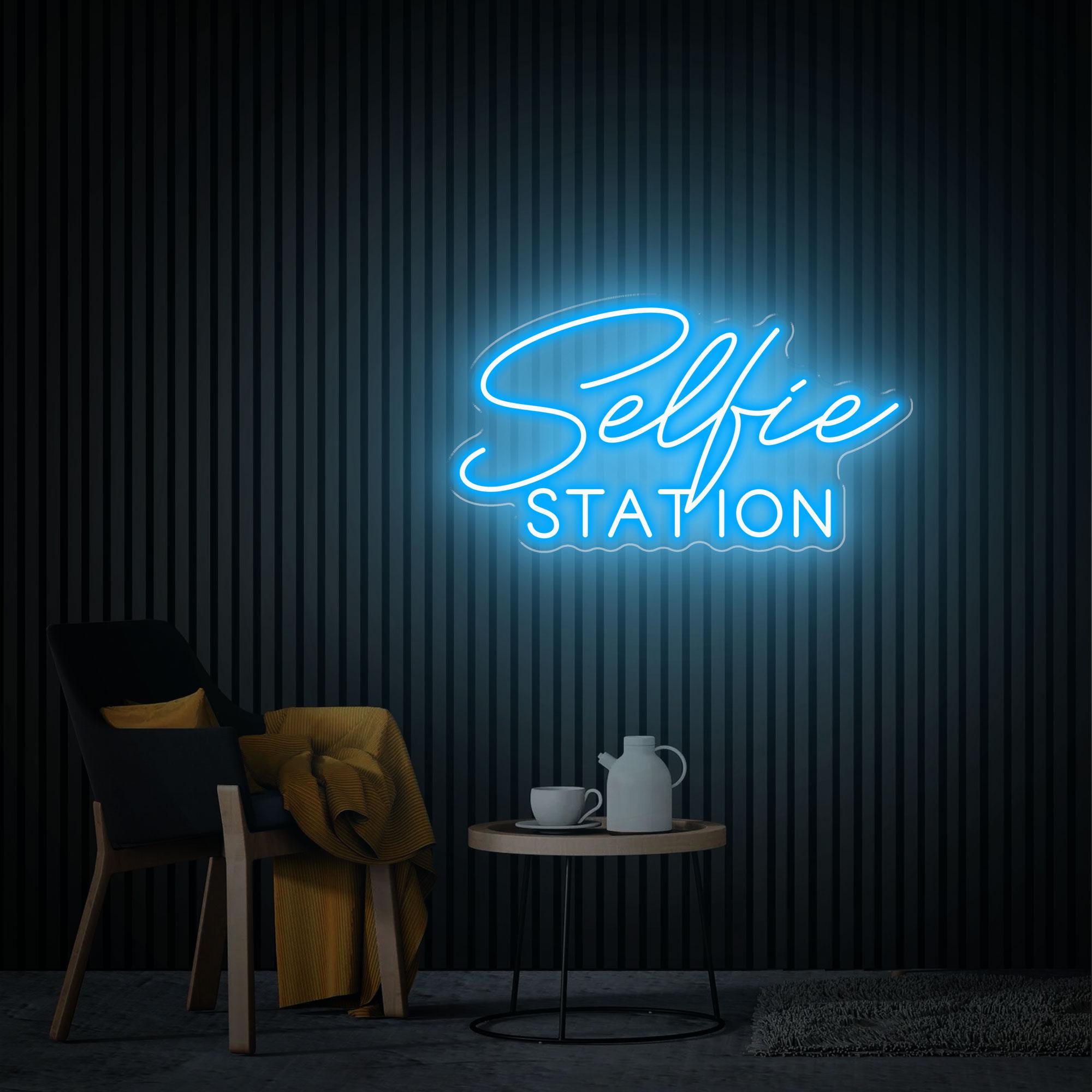 Selfie Station Neon Sign, Custom Selfie LED Neon Sign, Neon wall Art, Home Beauty Room Salon Wall Decor Photo Backdrop Wedding Party Gift