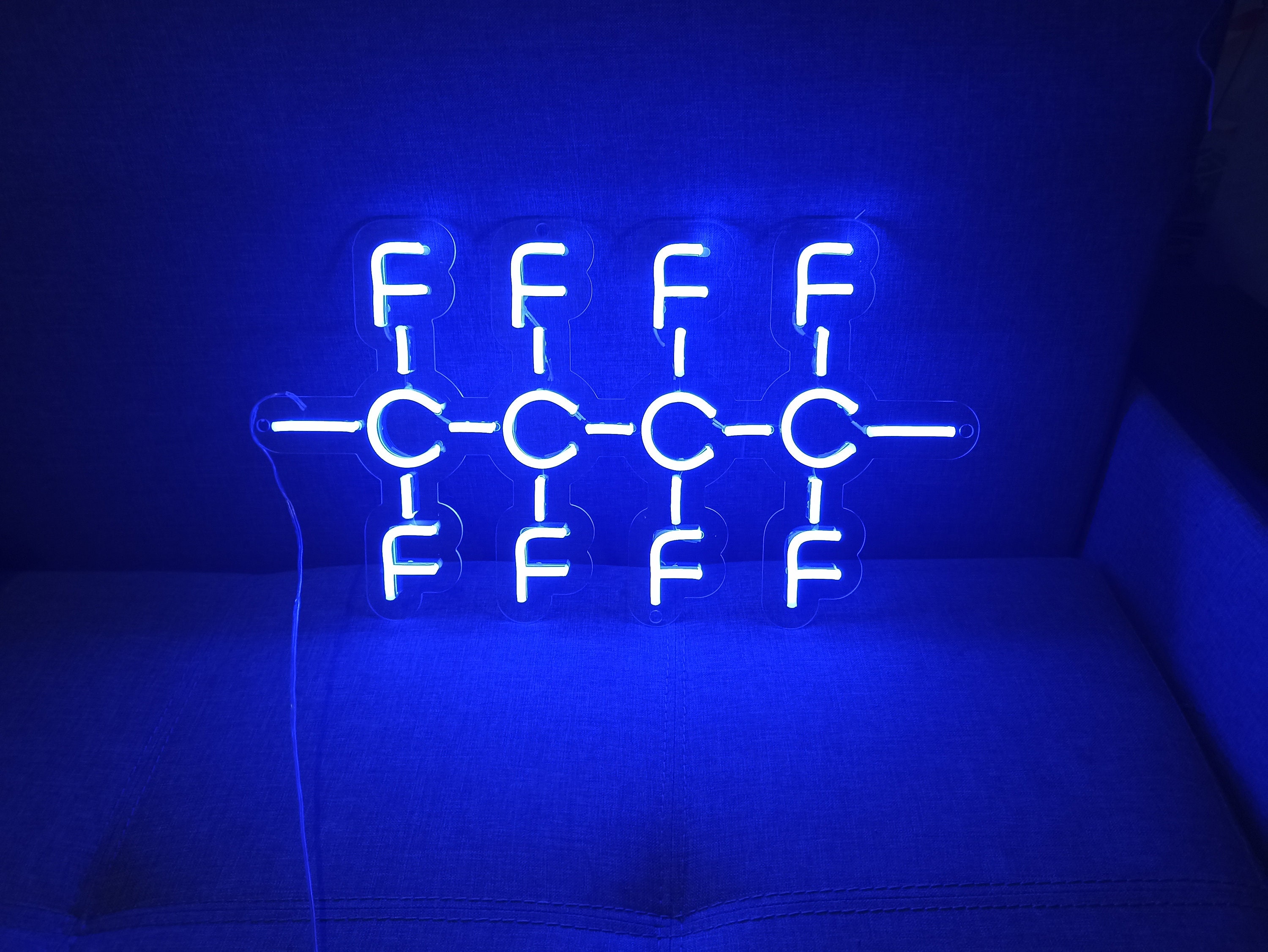 Neon sign Polytetrafluoroethylene Molecule - LED Light, Molecule - LED Light Neon Sign Formula, Teflon Molecule - LED Light Neon Sign