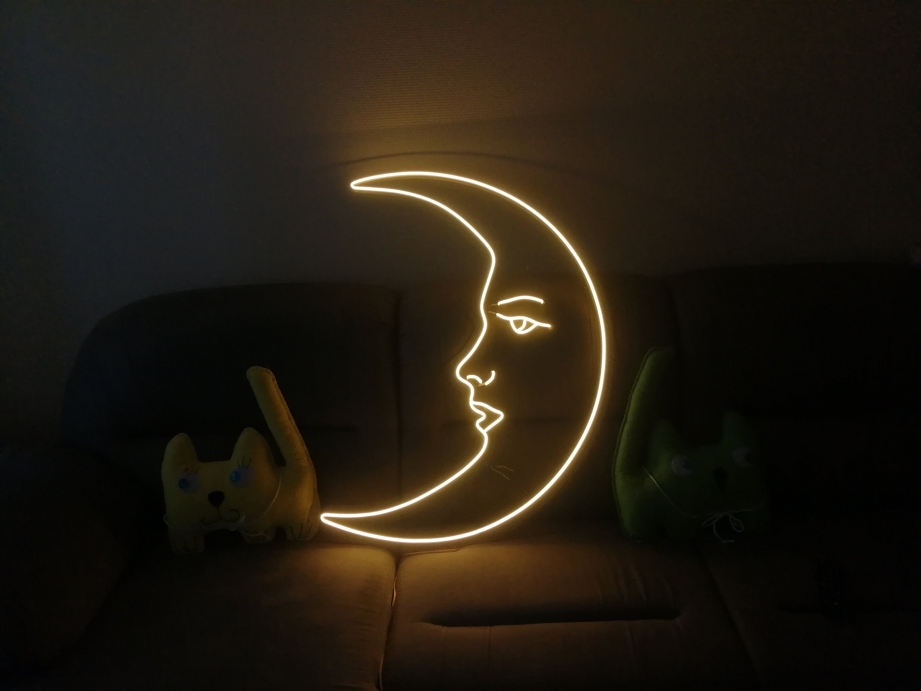Moon Neon Sign, Moon Neon Light Sign, Moon Neon Light, Neon Wall Art, Handmade Neon Sign, Room Decor Neon Sign