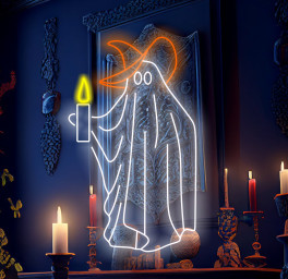 Halloween Ghost neon sign, Ghost Holding A Candle neon sign, Neon sign with Ghost for Halloween, Spooky Ghost neon light, Ghost LED neon sign