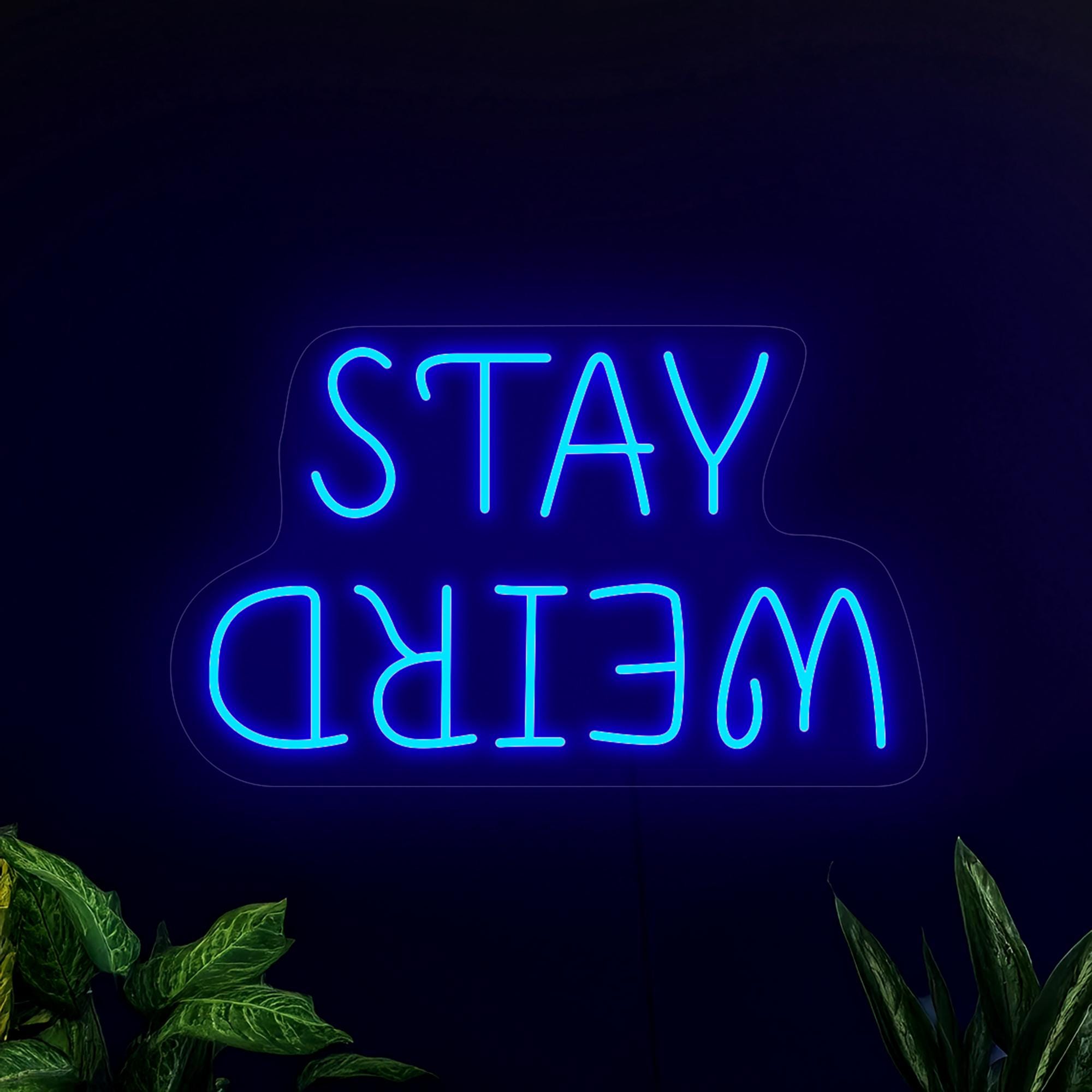 STAY weird ネオン看板 ブルーLED インテリアライト STAY weird ネオン看板 ブルーLED インテリアライト オリジナル ネオン