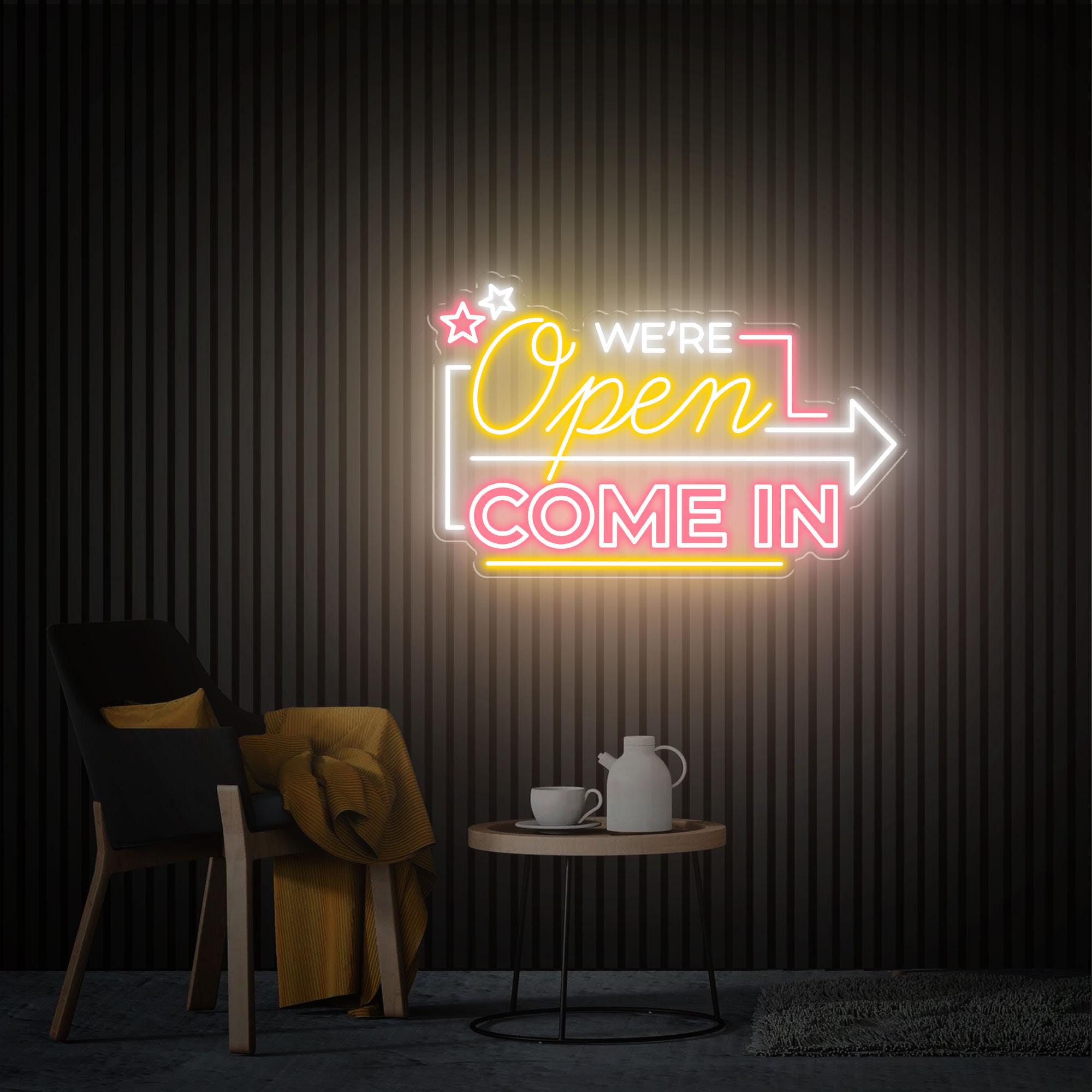 We're Open Come In Neon Sign, Store Open Led Sign, Custom Open Neon Light, Business Logo, New Business Gift, Shop Bar Welcome Sign