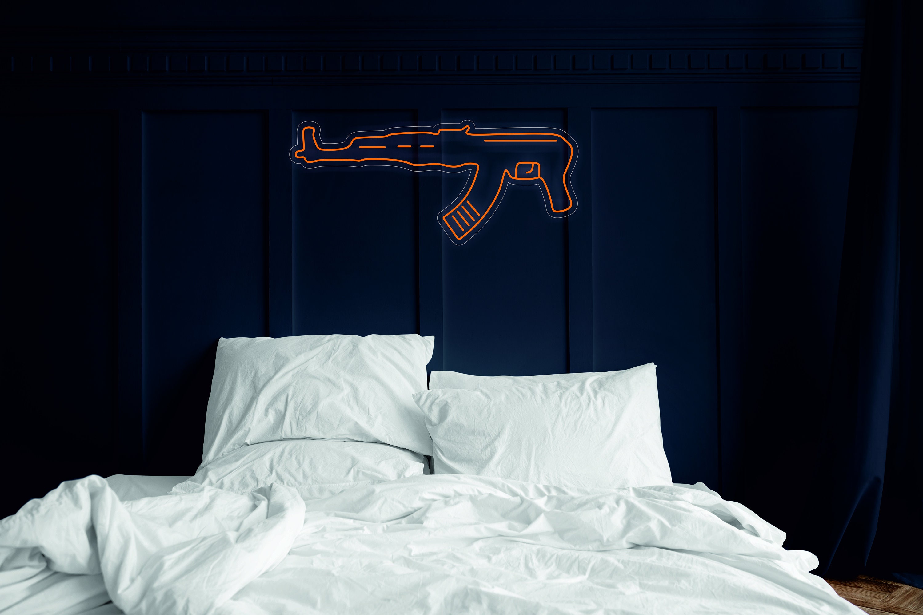 Machine Gun Led Light Neon Sign - Neon Led Lamp For Living Room, Wall Decor For Man Cave, Decoration Hangings For Home