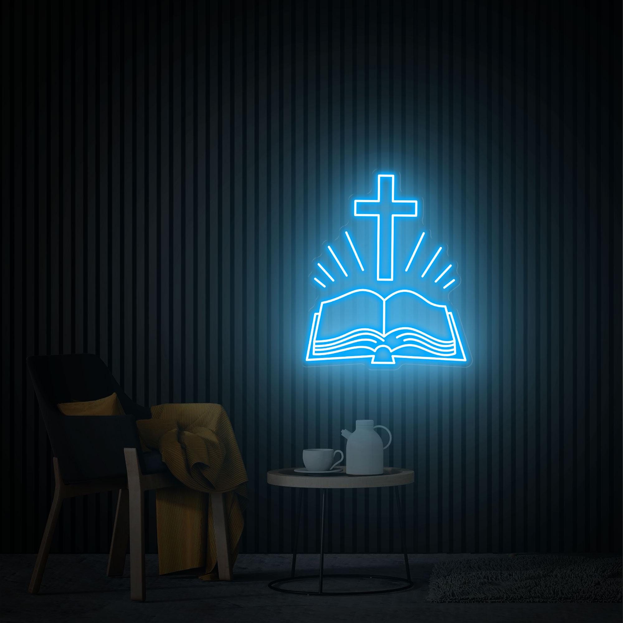 Open Bible Neon Sign, Home Decor Bible Сross Led Sign, Custom Neon Sign, Religious Faith Neon Sign, Bedroom Neon Light Personalized Gift